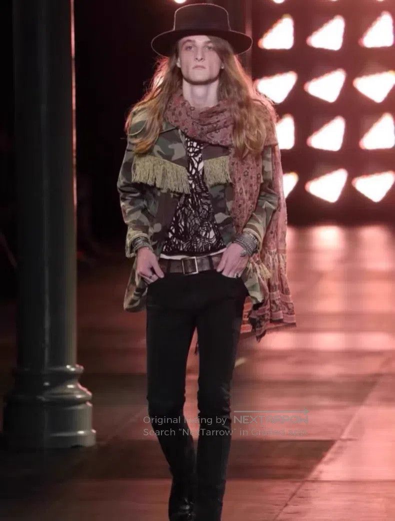 Saint Laurent Paris Saint Laurent Paris Court Gold Thread Fringe Camo Jacket Size US S / EU 44-46 / 1 - 5 Thumbnail