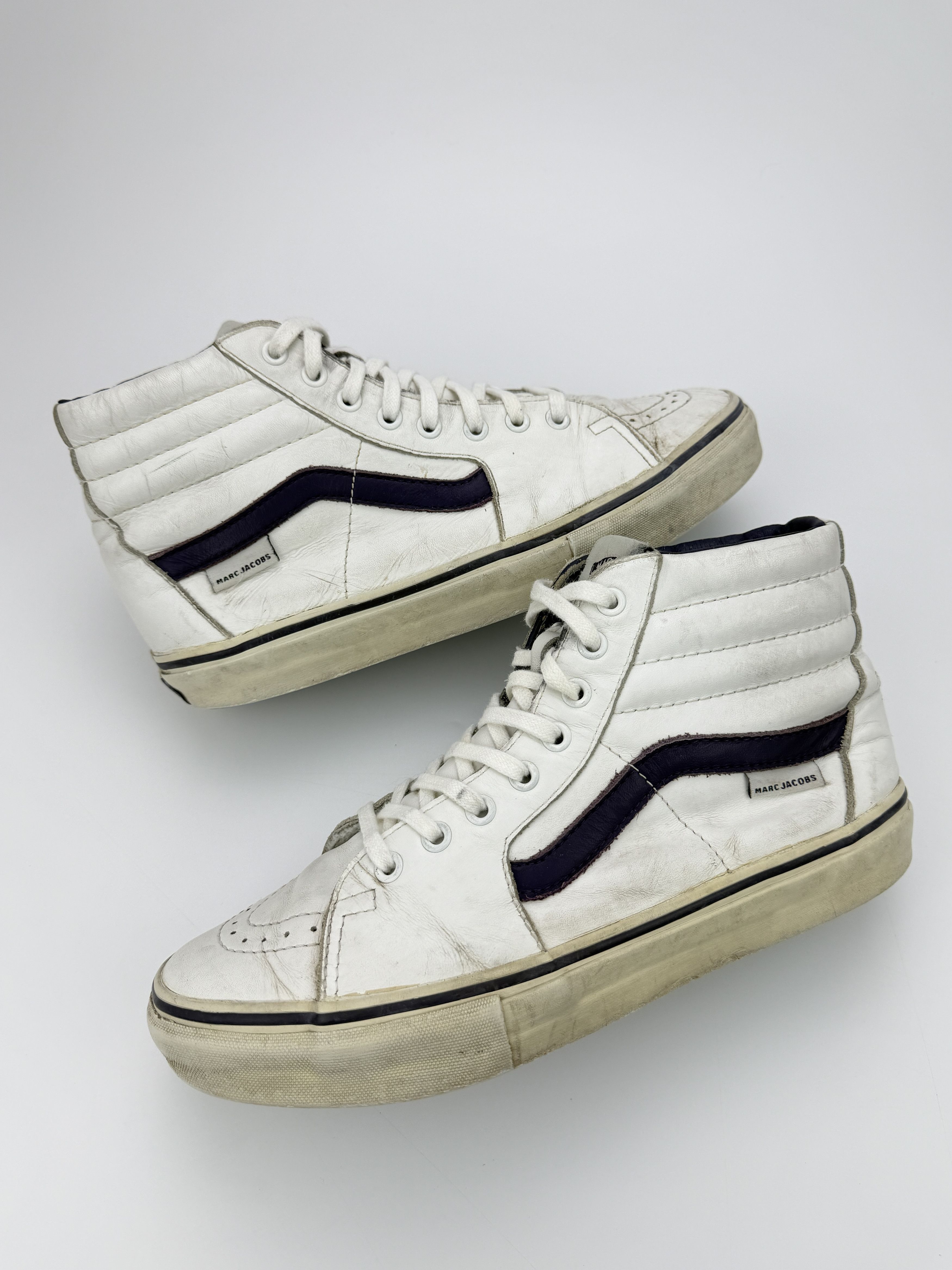 Marc Jacobs × Vans Vans Marc Jacobs White Leather Mid Sneakers Shoes Size US 9 / EU 42 - 1 Thumbnail