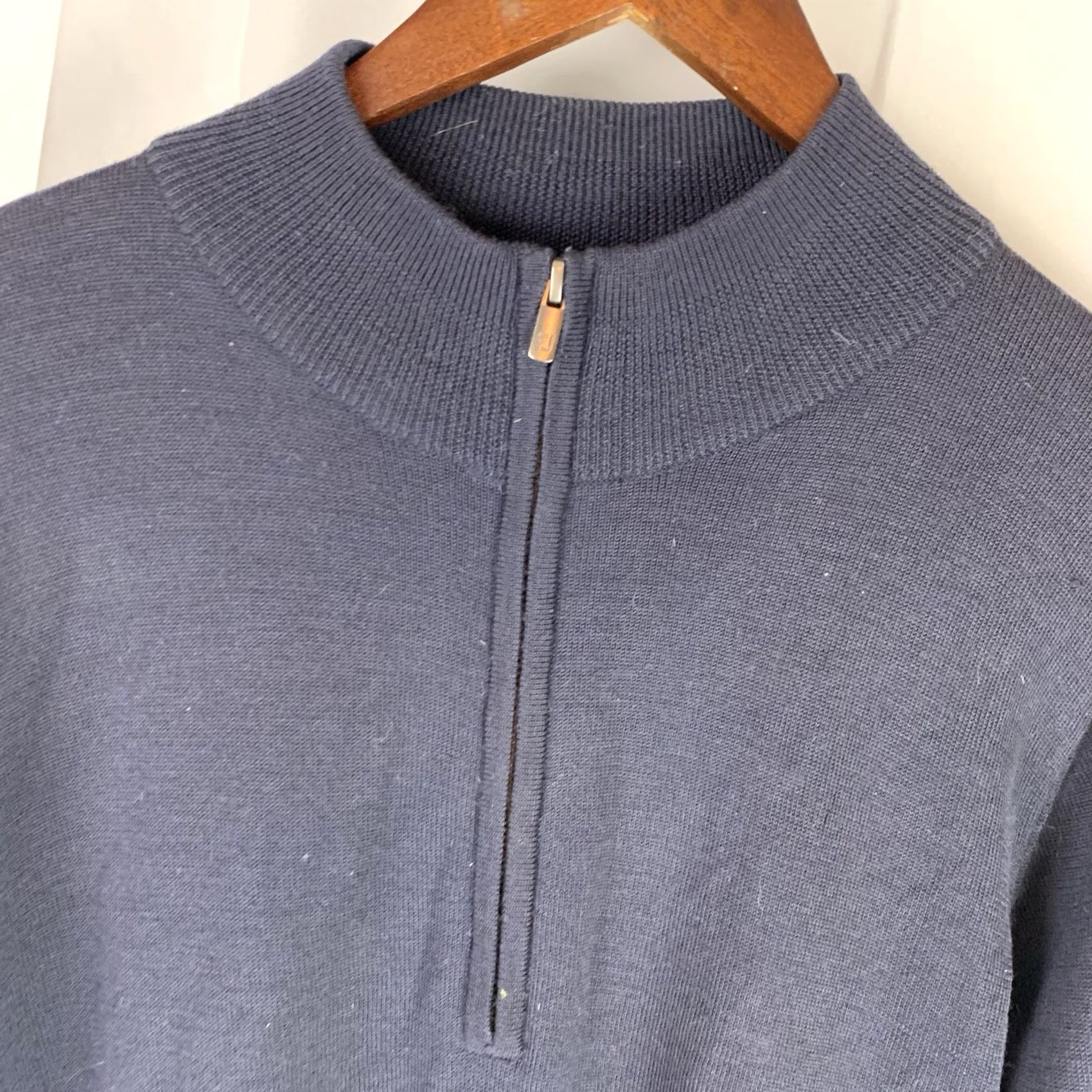 Footjoy FootJoy 1/4 Zip Sweater Mens M Navy Wool Golf Preppy Business Casual Work Size US M / EU 48-50 / 2 - 2 Thumbnail