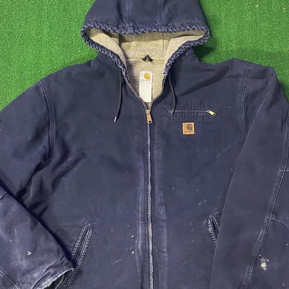 image of Vintage Y2K Carhartt Hooded Jacket in Navy, Men's (Size 2XL)