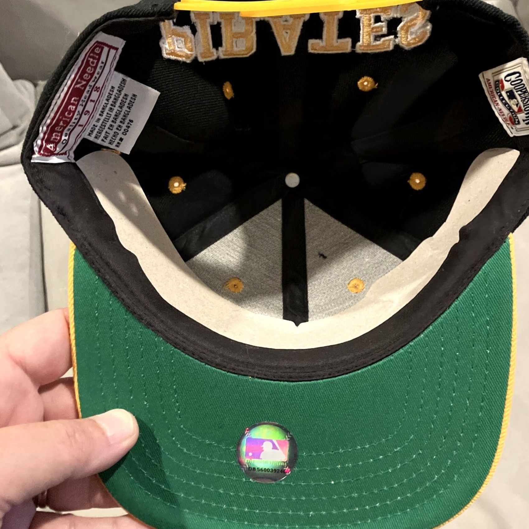 American Needle American Needle Pittsburgh Pirates Snapback Hat Men Adjustable Twill Yellow/Black Cooperstown Collection Sports MLB Size ONE SIZE - 7 Thumbnail