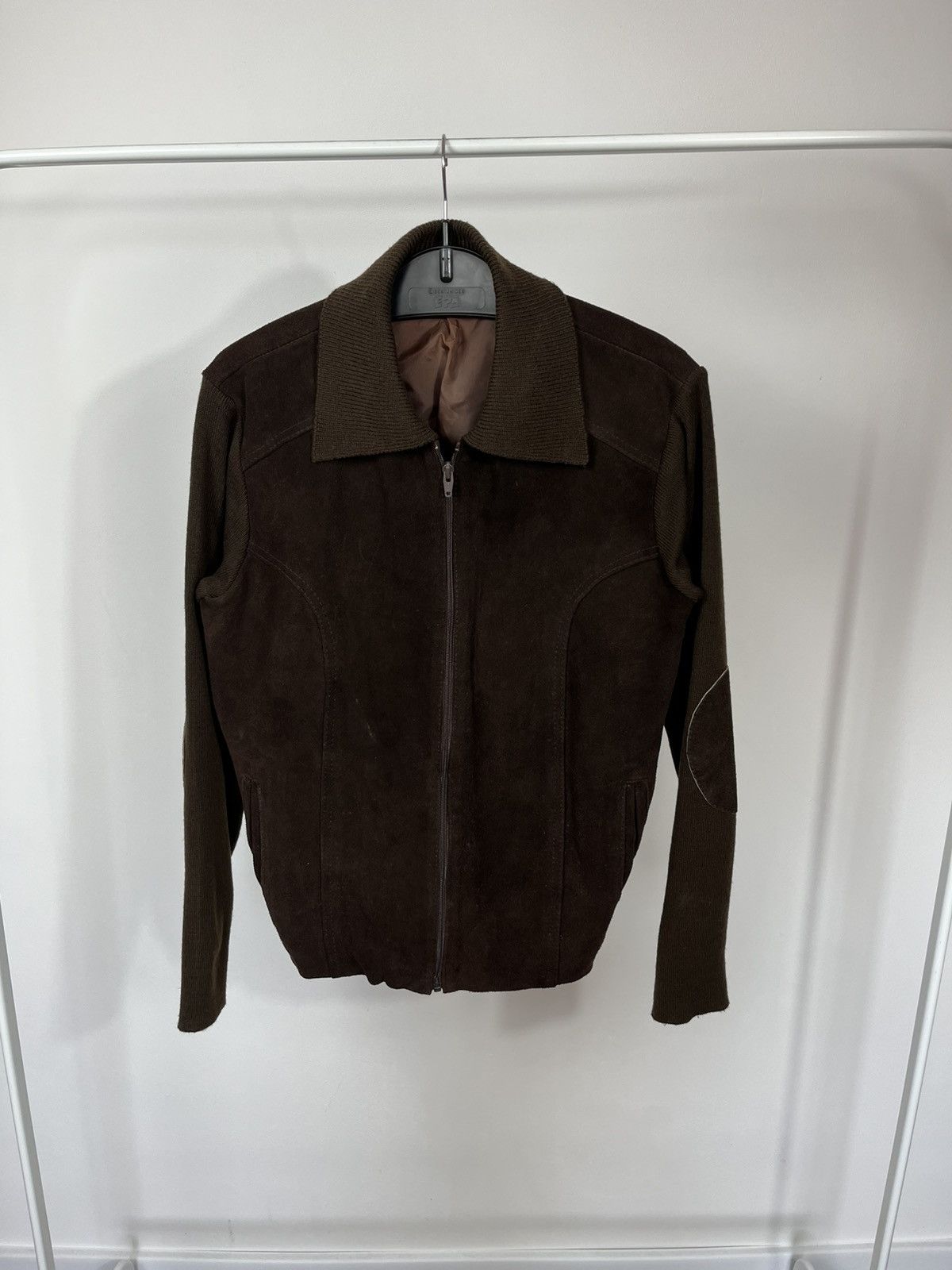 Leather Vintage Suede Leather Jacket Brown Knit Sleeves Zip Women’s Size M / US 6-8 / IT 42-44 - 1 Thumbnail