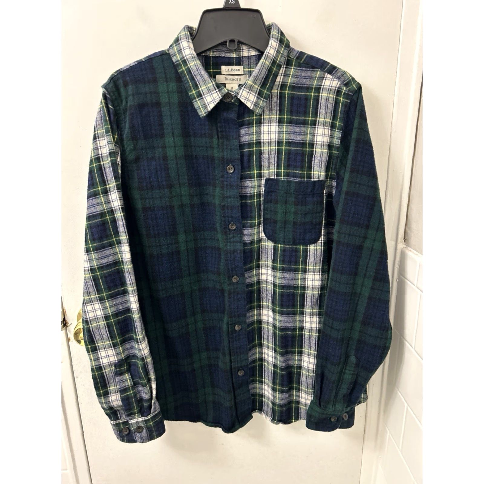 Vintage VINTAGE this item is not; LL Bean Flannel Shirt Womens M Green Scotch Plaid Button Down Pocket L/S 505158 Size M / US 6-8 / IT 42-44 - 2 Thumbnail