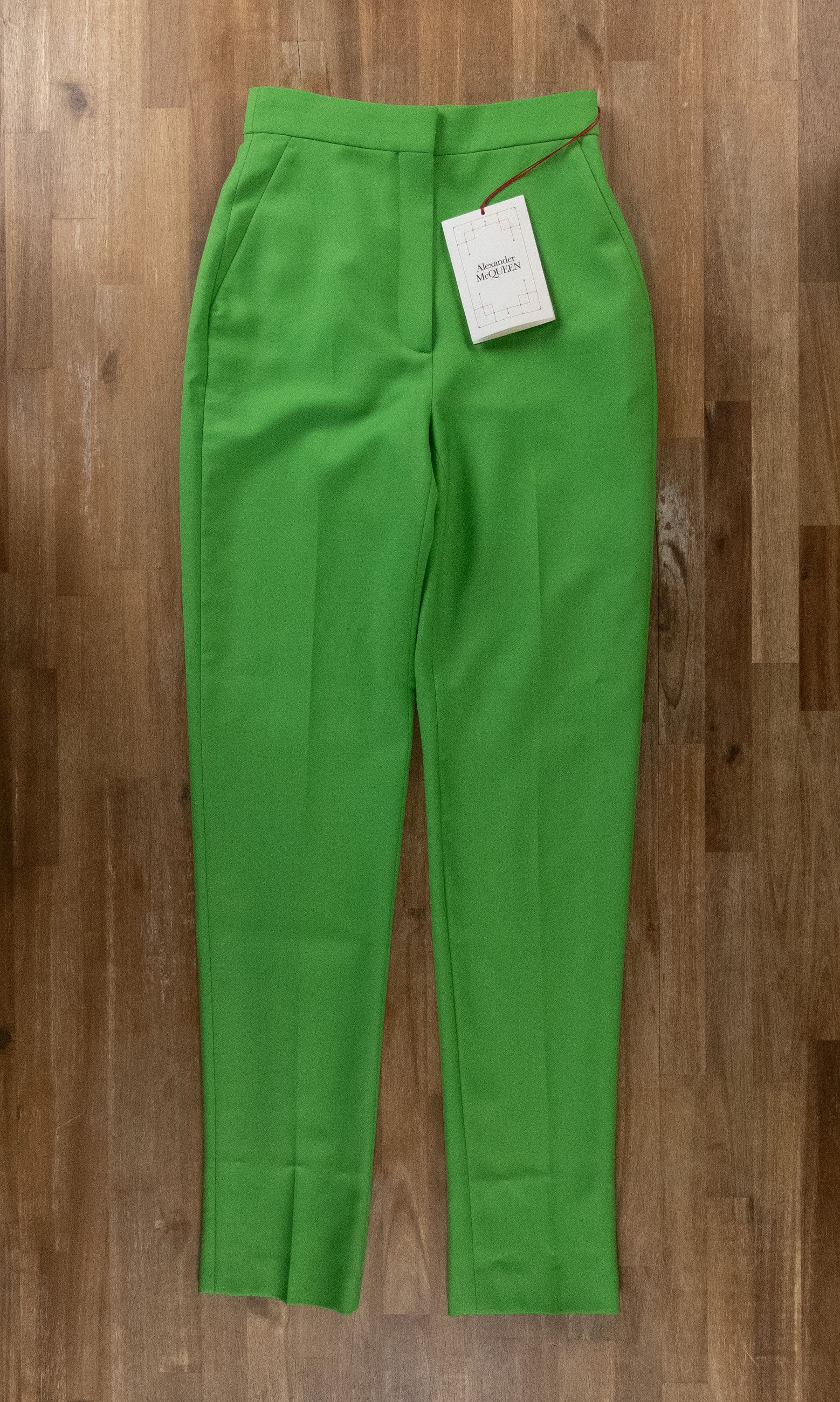 image of Alexander Mcqueen Green Wool Mohair Cigarette Pants 4 40, Women's (Size 27)