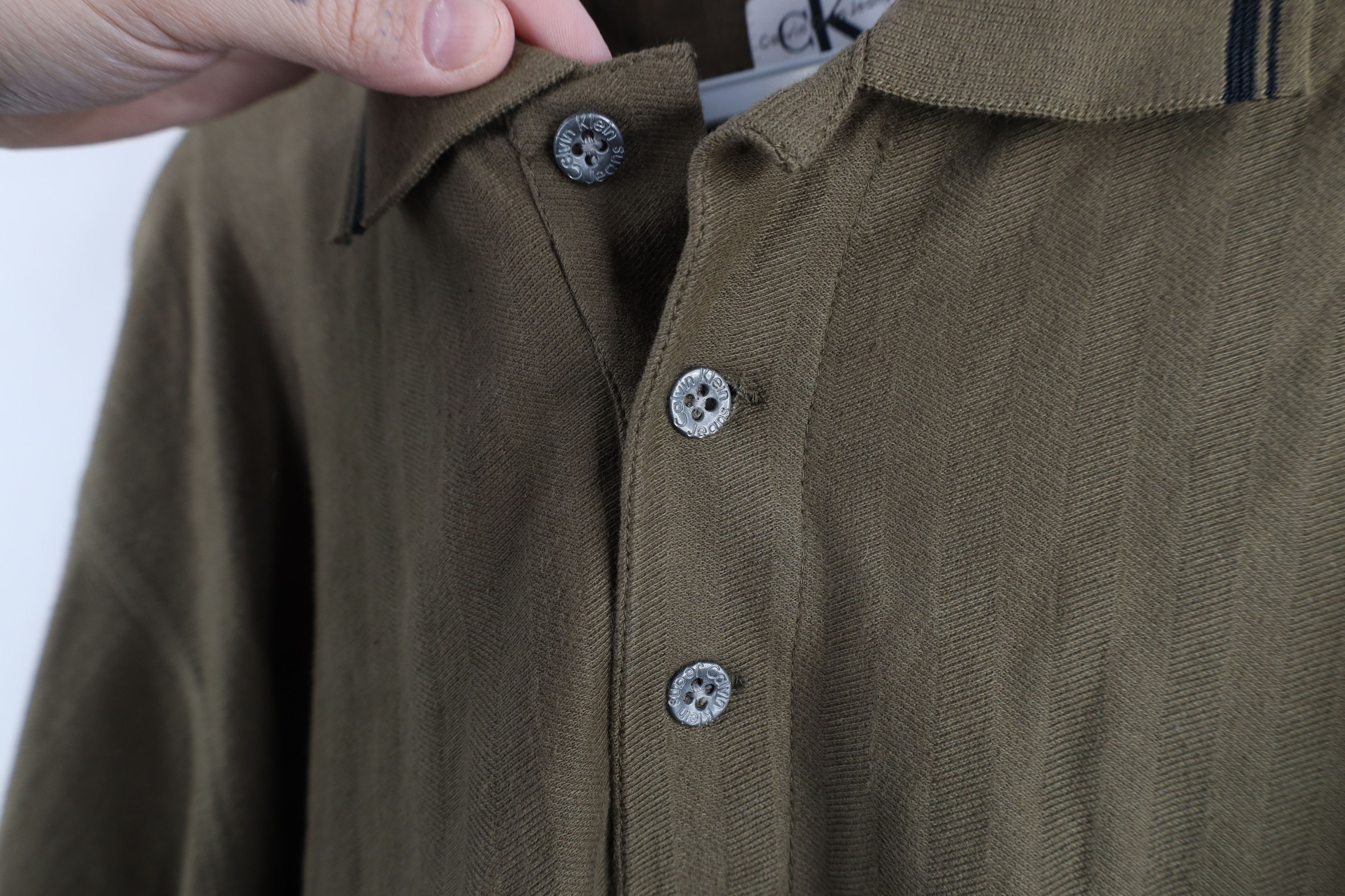 Calvin Klein × Vintage Deadstock Vintage 90s Calvin Klein Herringbone Polo Green Size US M / EU 48-50 / 2 - 6 Thumbnail