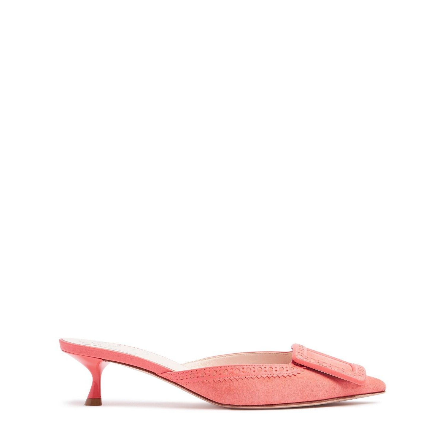 ROGER VIVIER Viv' In The City $1075 Pink Suede 45mm Mules Ne