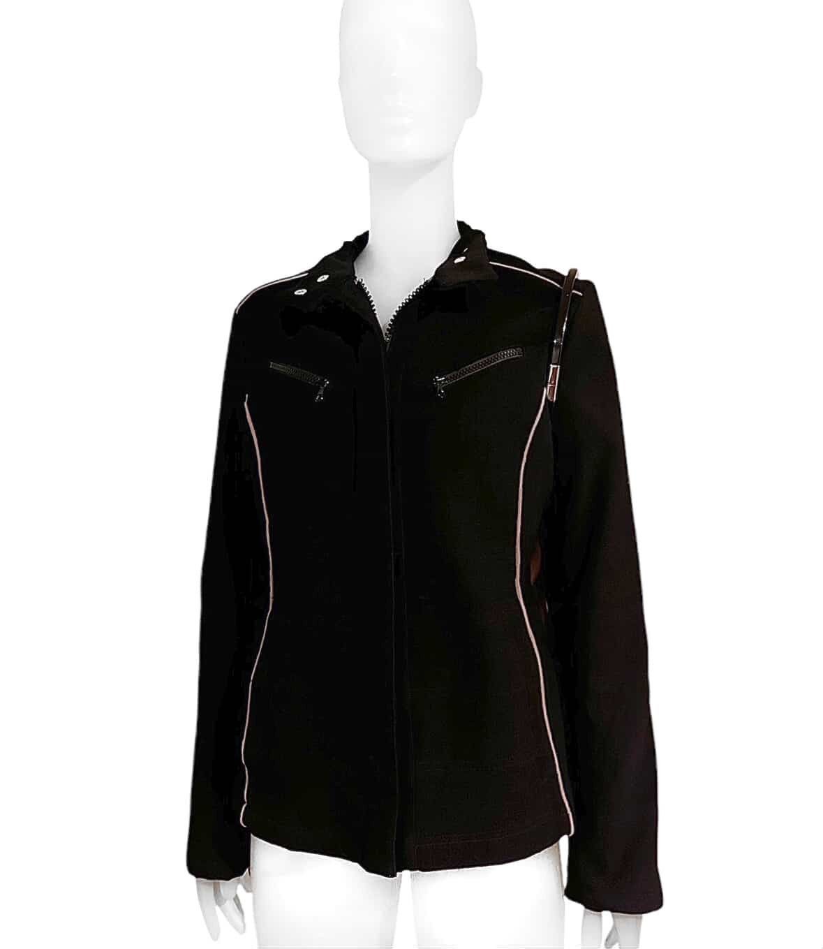 Dolce & Gabbana D&G Zipper Jacket Elbow Patches with beige stitching details Size US XS / EU 42 / 0 - 4 Thumbnail