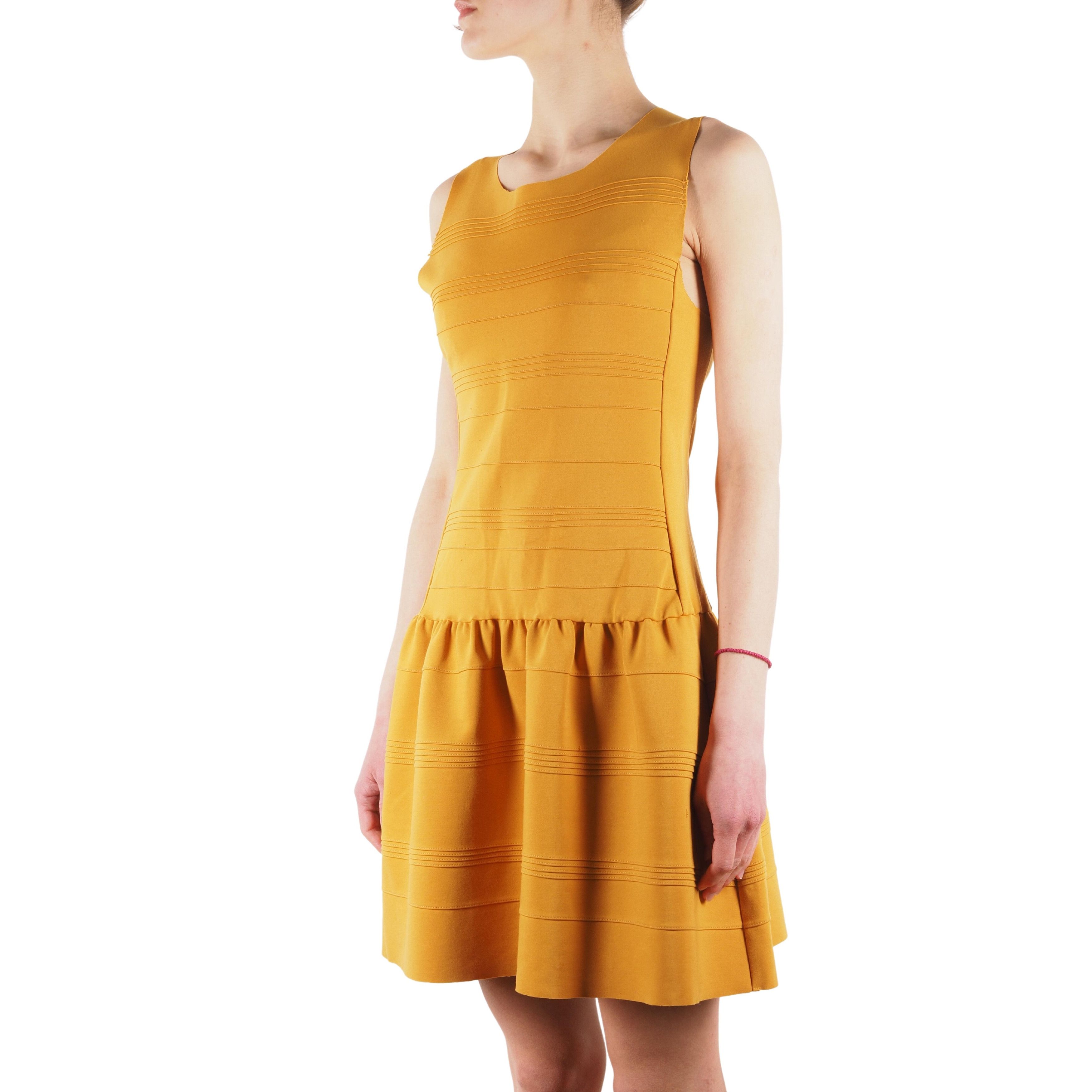 Maje Maje Madison Yellow Pleated Stretch Crepe Jersey Dress Size M / US 6-8 / IT 42-44 - 1 Thumbnail