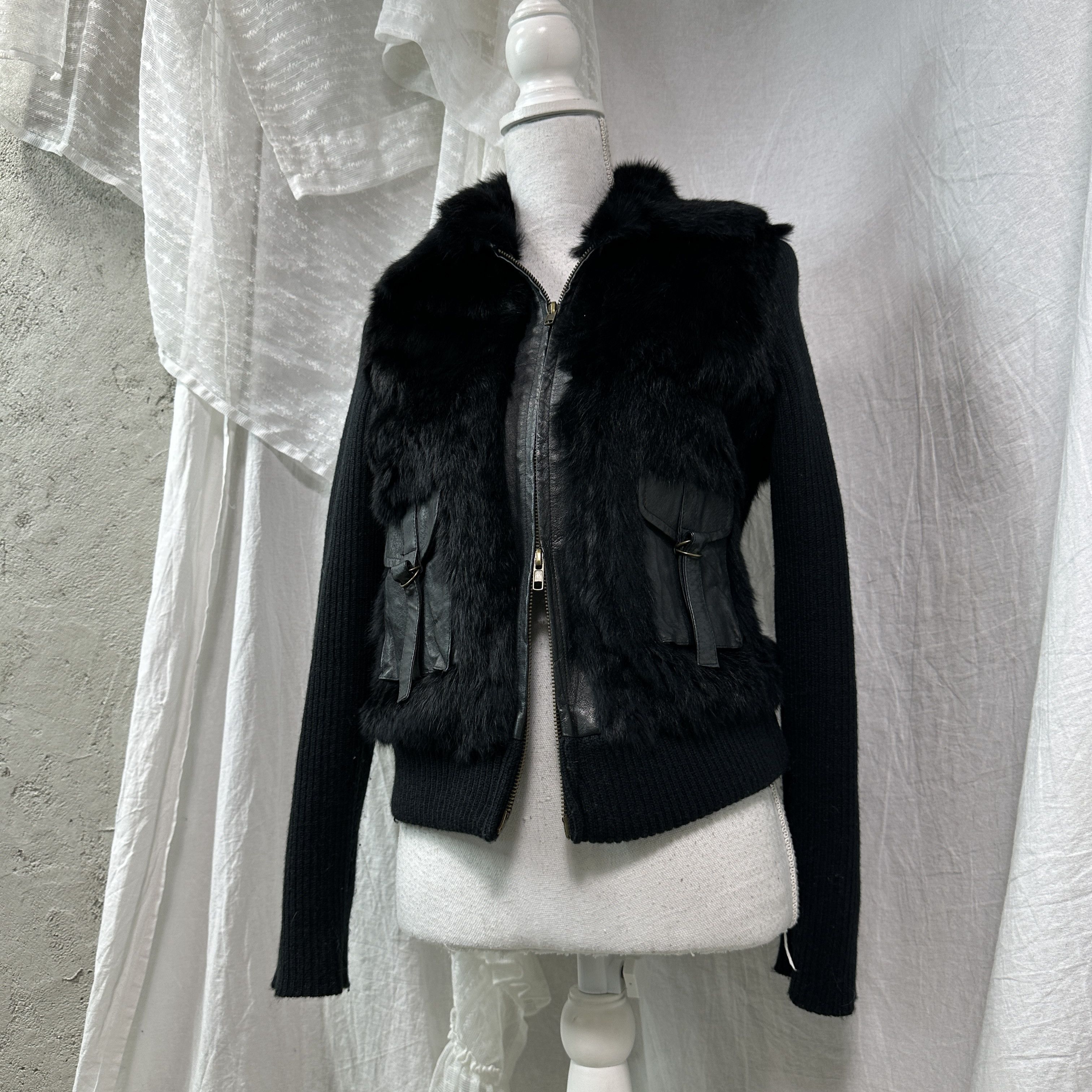 DKNY Vintage Avant Garde Rabbit Real Fur DKNY Jacket Y2K Size S / US 4 / IT 40 - 2 Thumbnail