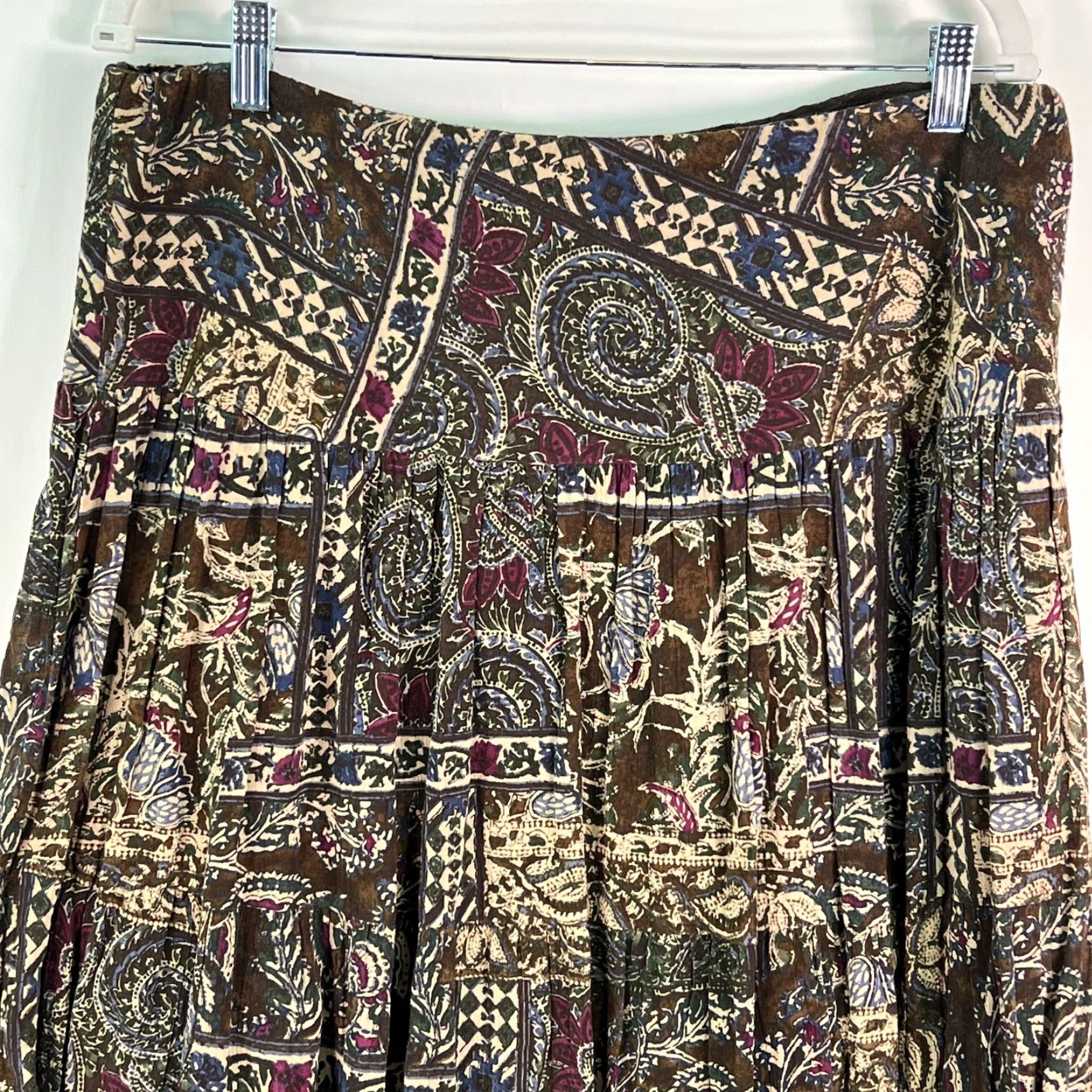 Chaps Chaps Skirt Womens Multicolor Paisley Lined Denim Knee Length High Rise Flare Size Large Size 36" / US 14 / IT 50 - 3 Thumbnail