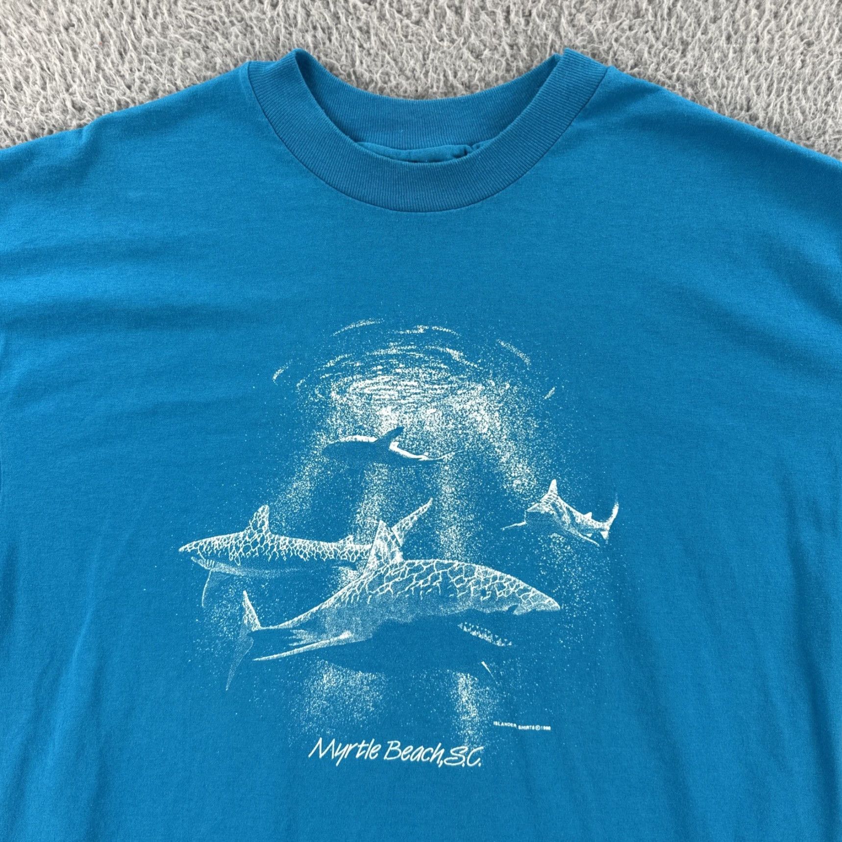 Hanes VINTAGE Hanes Shirt XL Blue Single Stitch Made In USA 1988 80s USA Animals Men Crew Neck Short Sleeve Size US XL / EU 56 / 4 - 5 Thumbnail