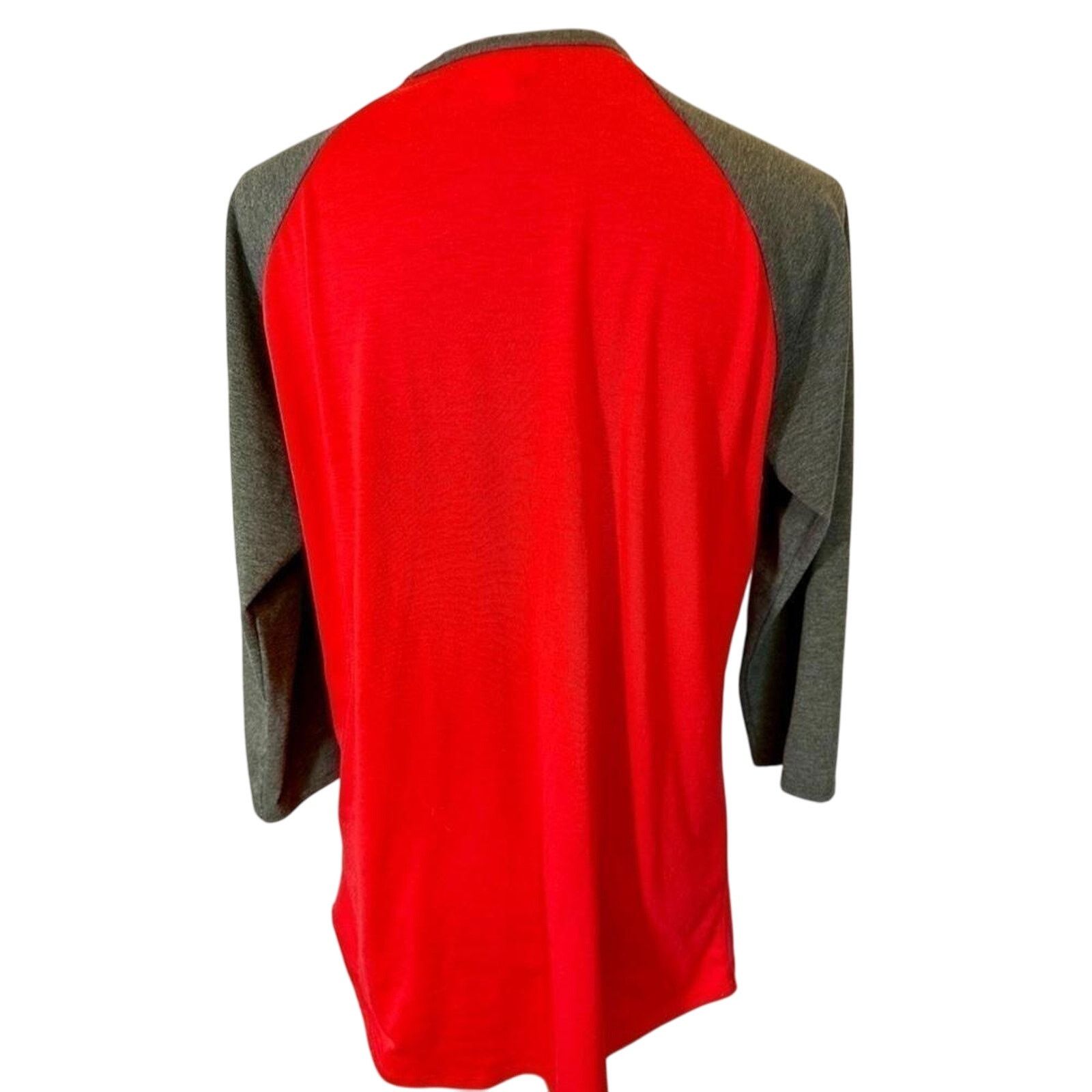 Designer LulaRoe Red and Gray 3/4 Sleeve Top - Size L Size L / US 10 / IT 46 - 2 Thumbnail