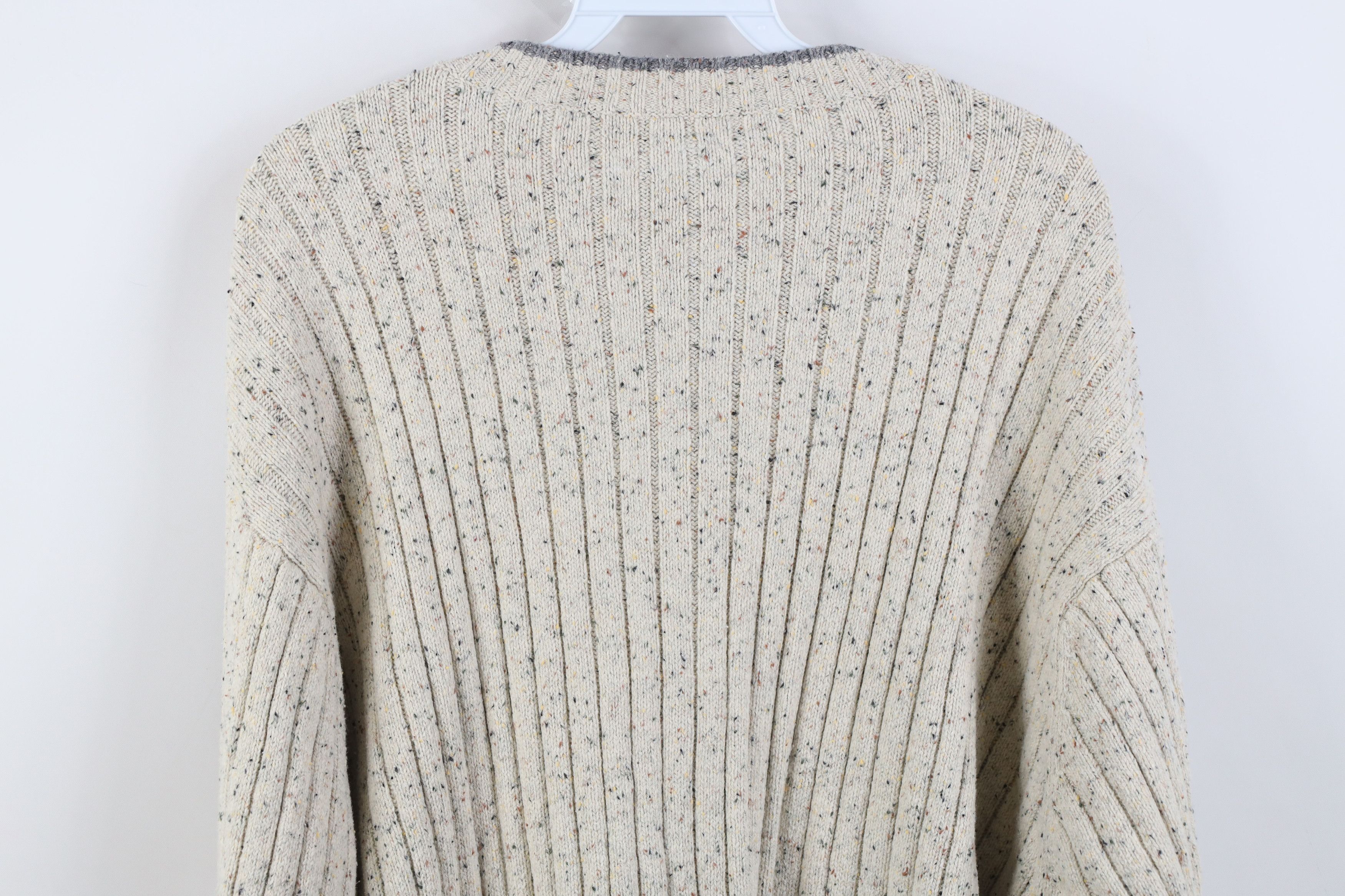 Vintage Vintage 90s Streetwear Fleck Ribbed Knit V-Neck Sweater Size US L / EU 52-54 / 3 - 9 Thumbnail