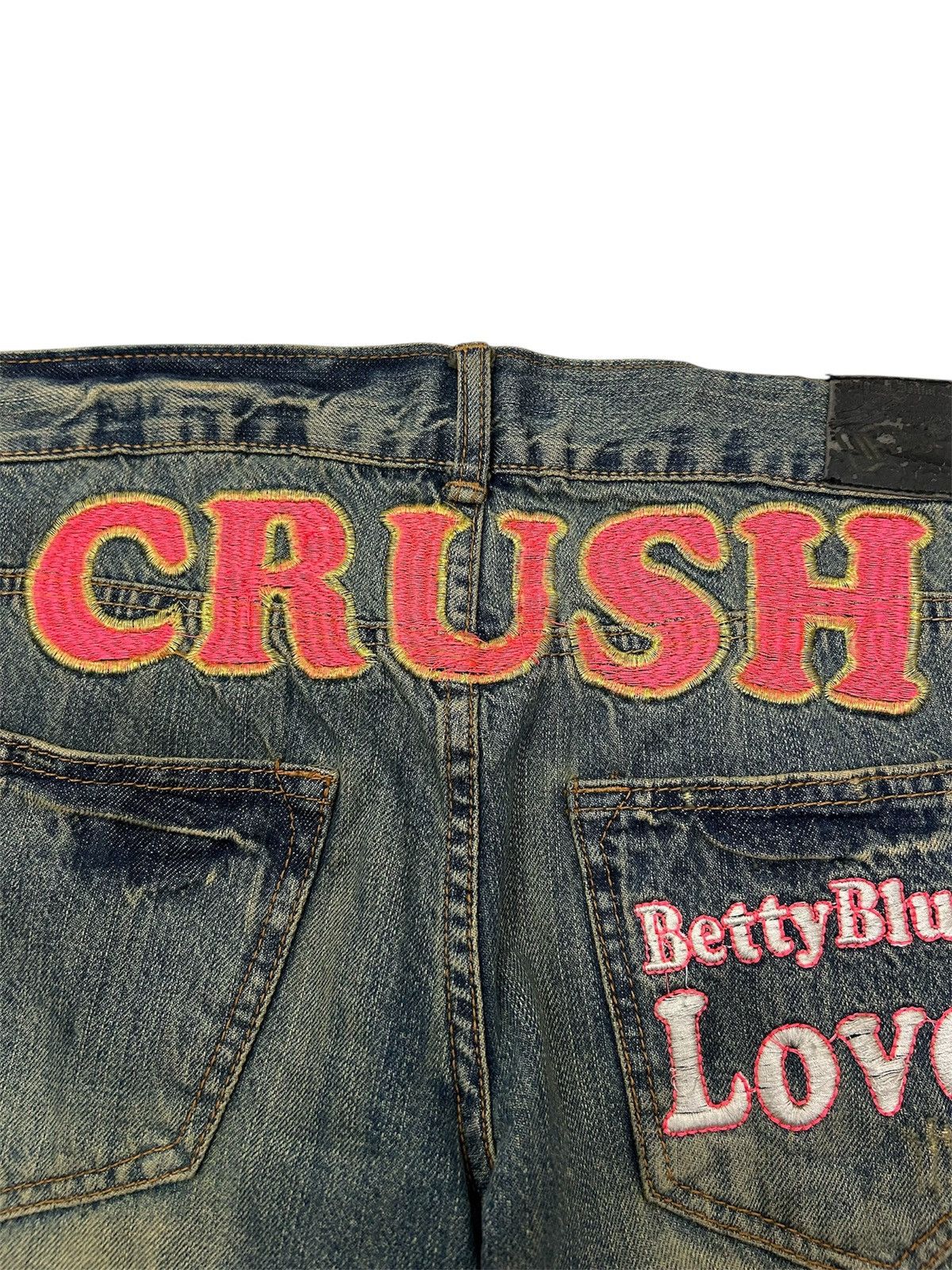 Japanese Brand Japanese Y2k Big Patch embroidered logo Mudwash Short Jeans Size US 35 - 5 Thumbnail