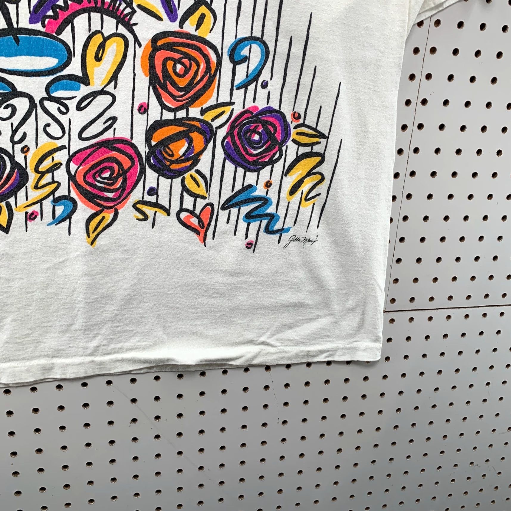 Gildan VINTAGE 90s Gilda Marx T-Shirt Mens Adult Large White Floral Paris Cotton Short Sleeve Crew Neck Summer Theme Size US L / EU 52-54 / 3 - 7 Thumbnail