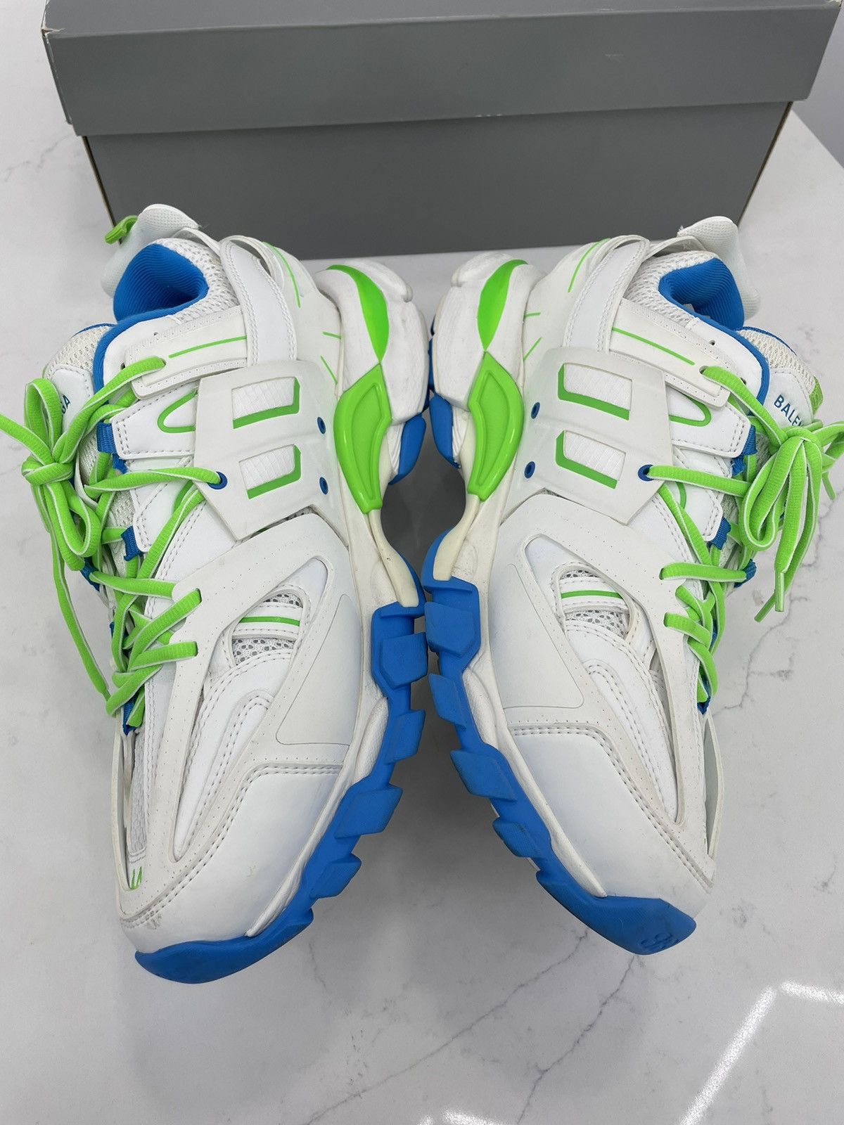 Balenciaga Balenciaga Track Runners White Green&Blue Size US 11 / EU 44 - 3 Thumbnail