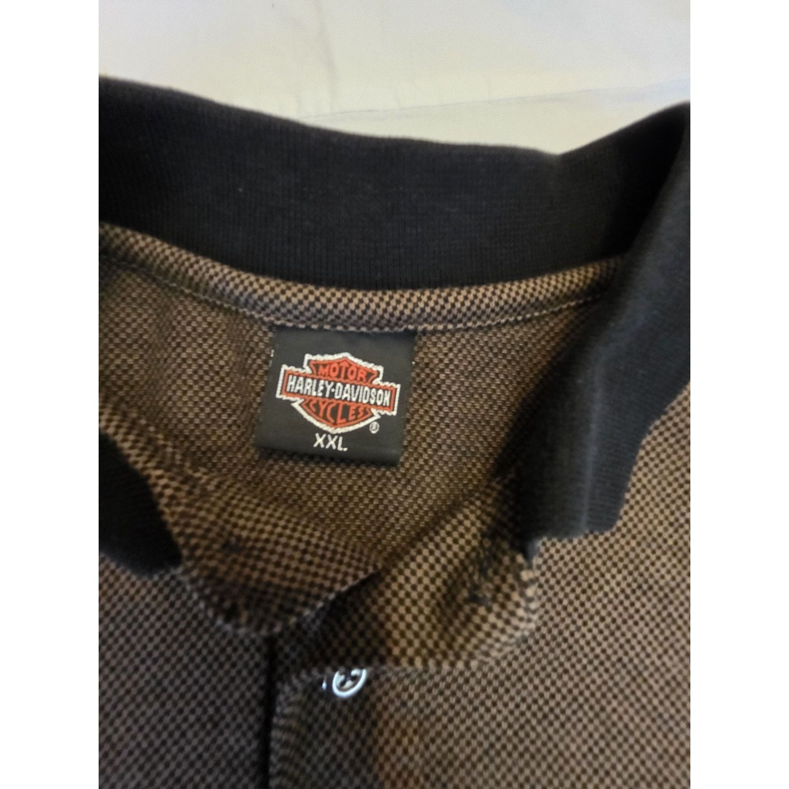 Harley Davidson Harley Davidson Men's Three Button Brown and Black Golf Polo Size US XXL / EU 58 / 5 - 3 Thumbnail