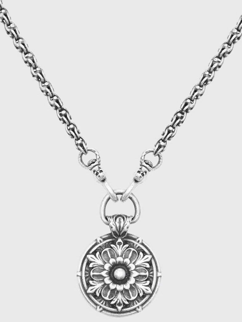 John Varvatos Sterling Silver Floral Pendant Necklace. Size ONE SIZE - 12 Thumbnail