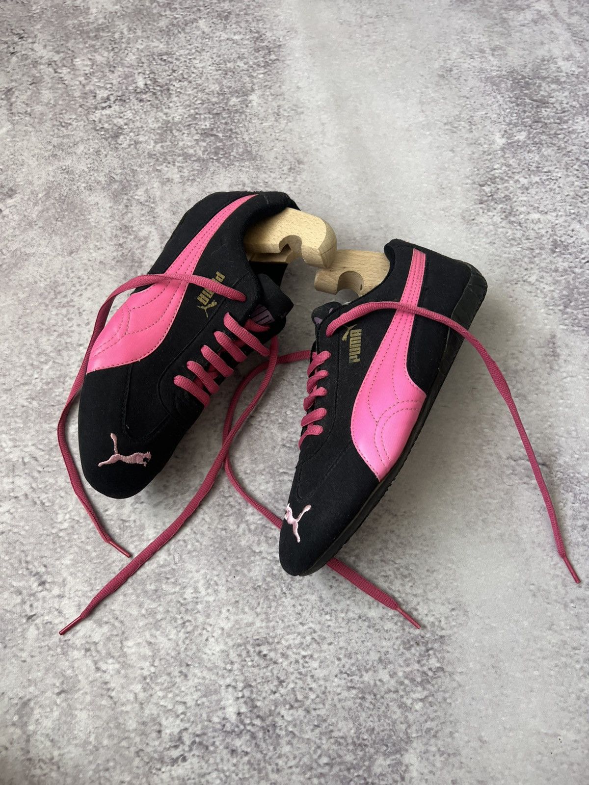Puma Vintage Y2K Black Pink Suede Sneakers Made in USA US