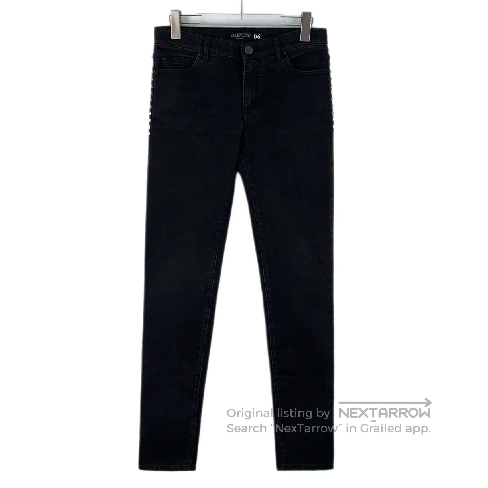 Valentino Valentino Black studded casual cotton long trousers| Size US 27 - 1 Thumbnail