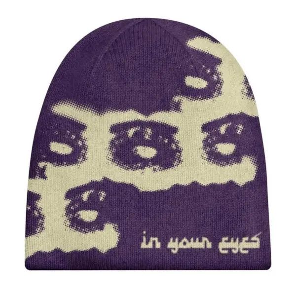 VIBE Graphic Y2K Beanie Hat Knitted cartoon Punk hip Hop winter Size ONE SIZE - 7 Thumbnail