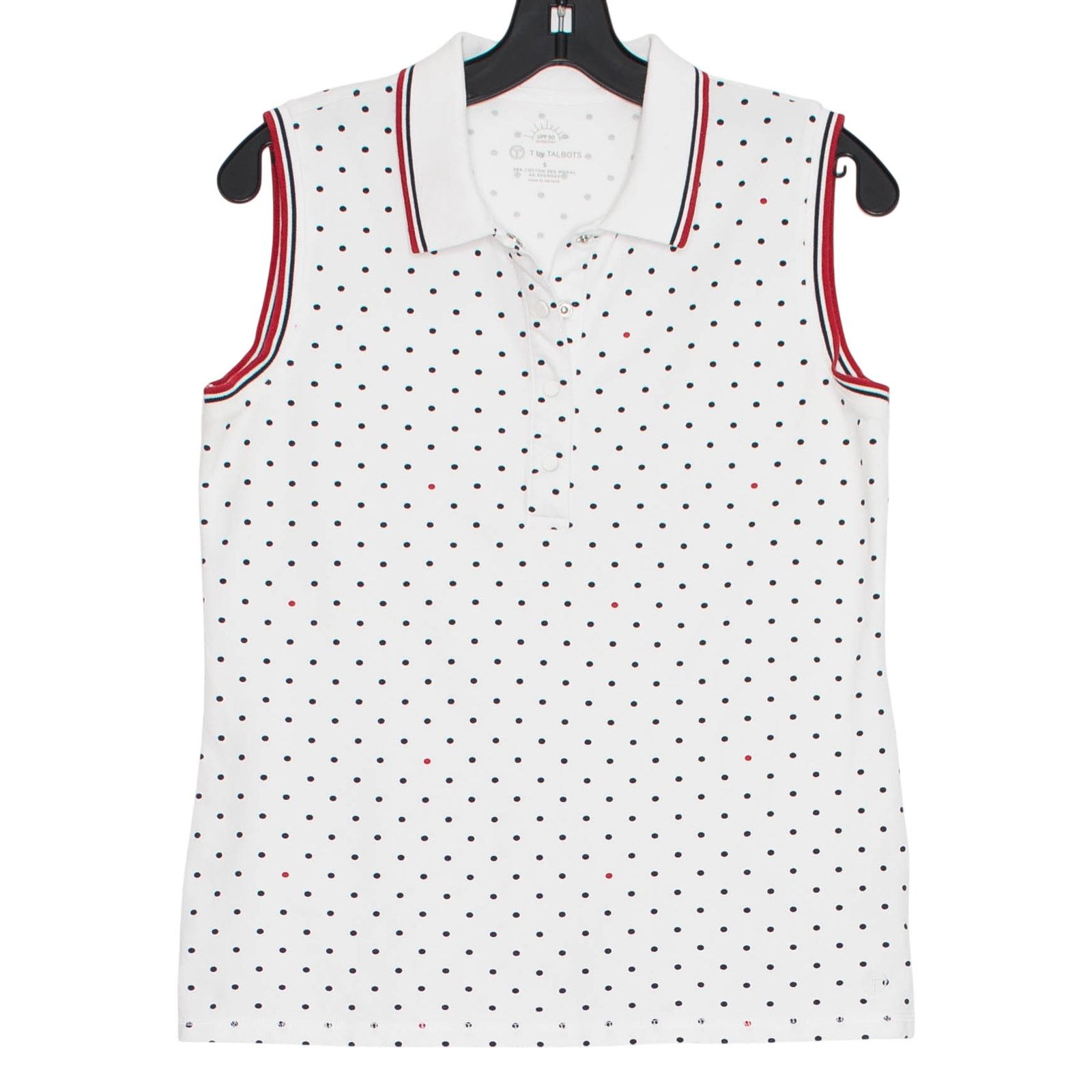 Talbots T by Talbots Golf Polo Polka Dot White SUPF 50 Tennis Preppy Size S / US 4 / IT 40 - 1 Thumbnail