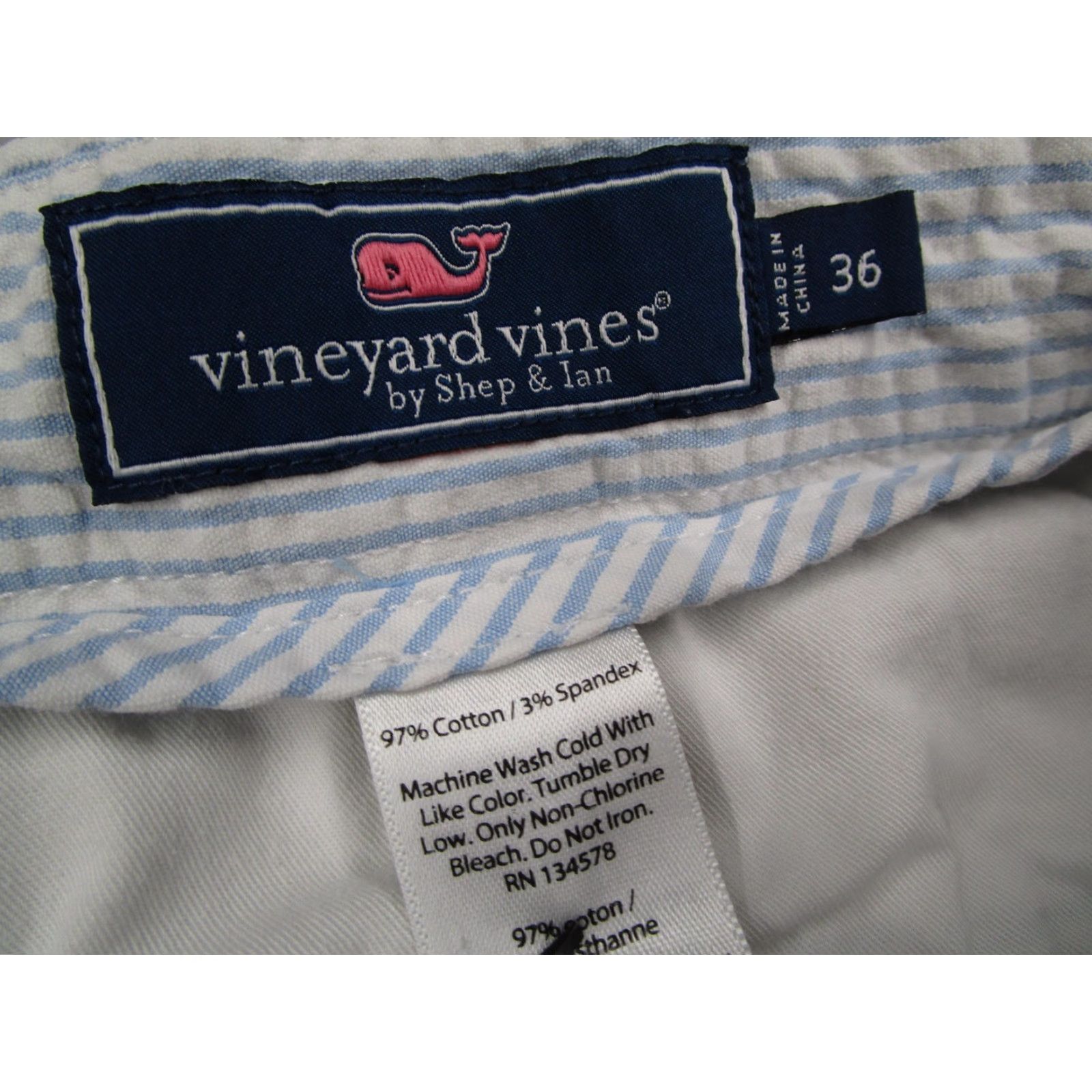 Vineyard Vines Vineyard Vines Shorts Mens 36 Chino Knit Seersucker Stripe Blue White 1H0530 Nautical Stretch Casual Flat Front 5-Pocket Mens Size US 36 / EU 52 - 2 Thumbnail
