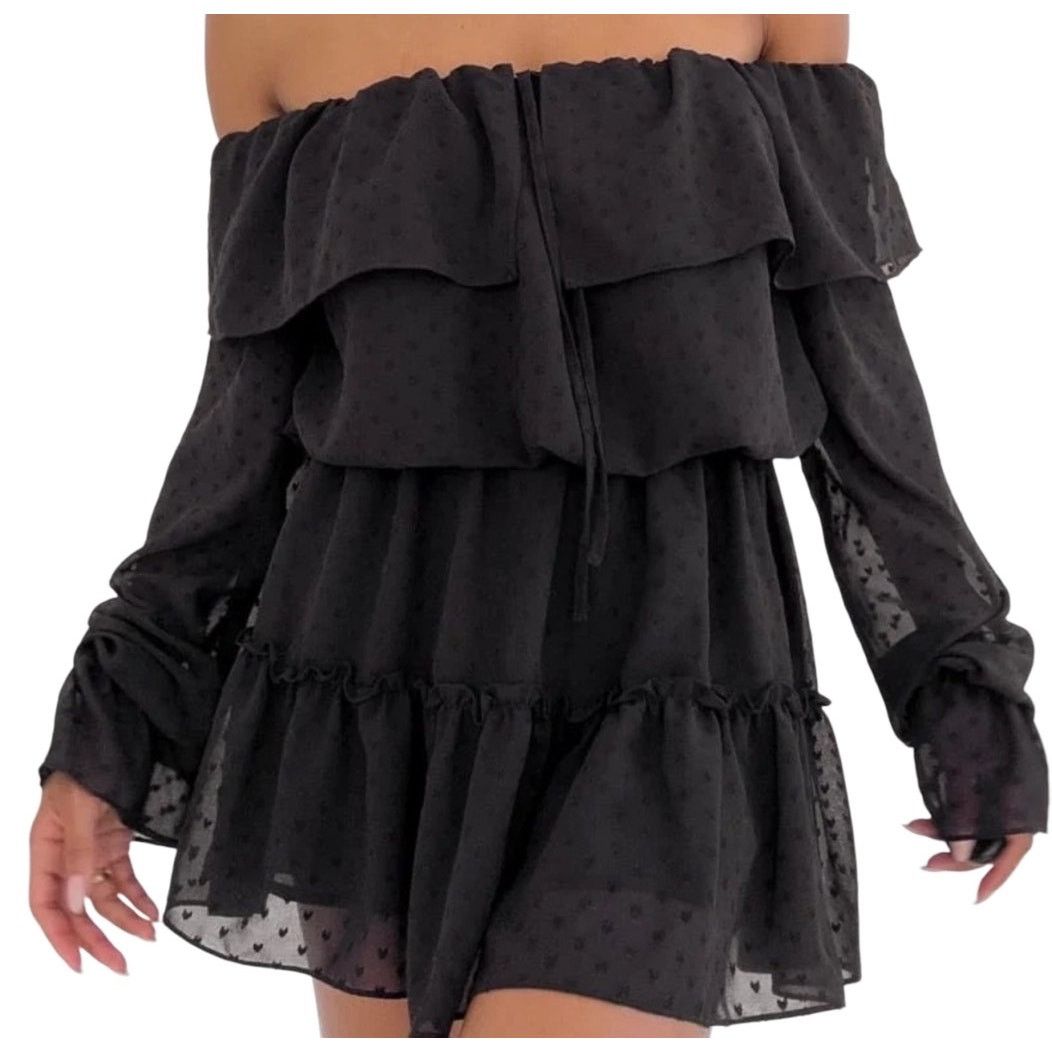 Other Rumored Senorita Mini Dress SMALL Black Ruffles NWT Flirty Size S / US 4 / IT 40 - 1 Thumbnail