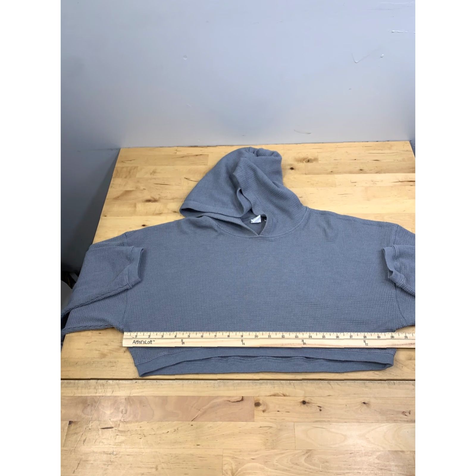 TNA TNA Hoodie Womens M Cropped Pullover Waffle Blue Casual Size M / US 6-8 / IT 42-44 - 7 Thumbnail