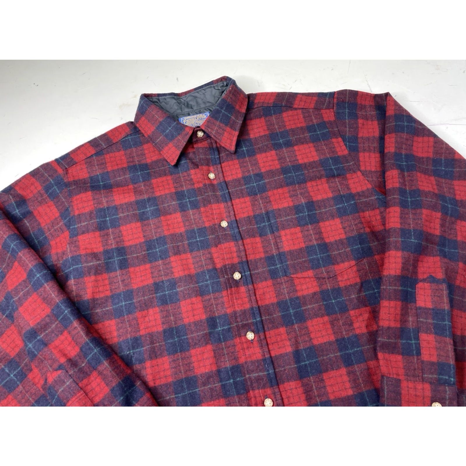 Pendleton VINTAGE Pendleton USA Plaid Shirt Mens L Wool Button-Up Long Sleeve, Button-Down Collar, Regular Fit Size 42R - 2 Thumbnail