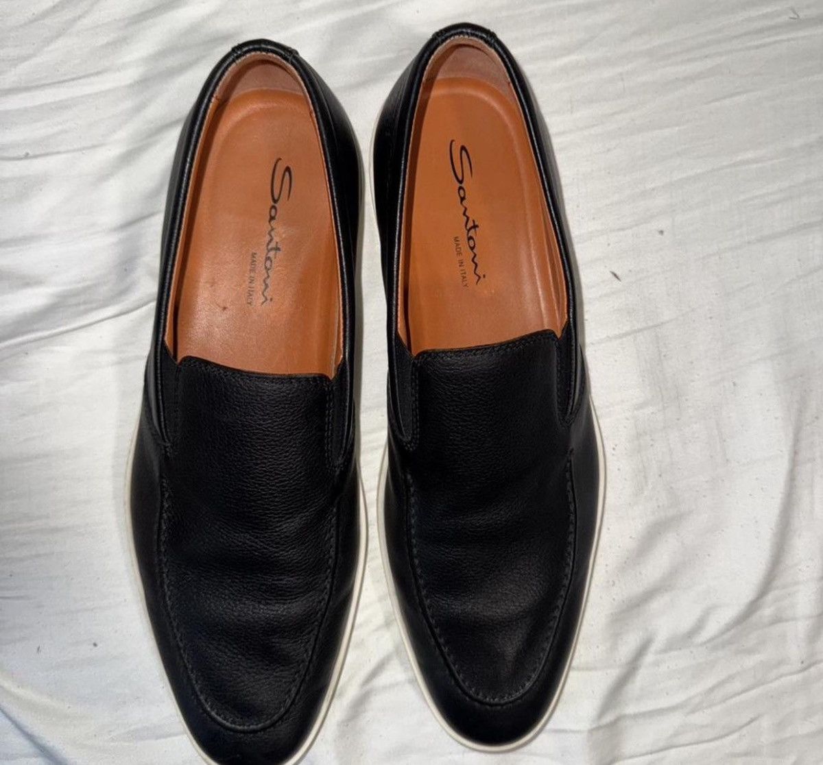 Santoni Santoni Black Leather SlipOn Loafers Sneakers Made in Italy Size US 10 / EU 43 - 3 Thumbnail