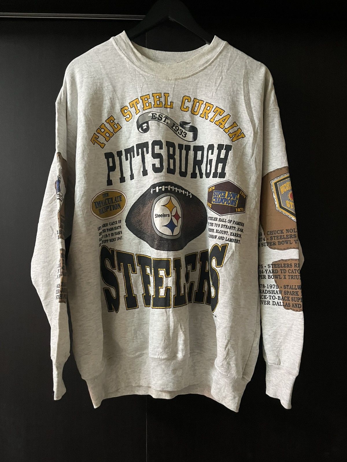 NFL Rare Lone gone Pittsburgh sweatshirt vintage 1992 Size US XL / EU 56 / 4 - 1 Thumbnail