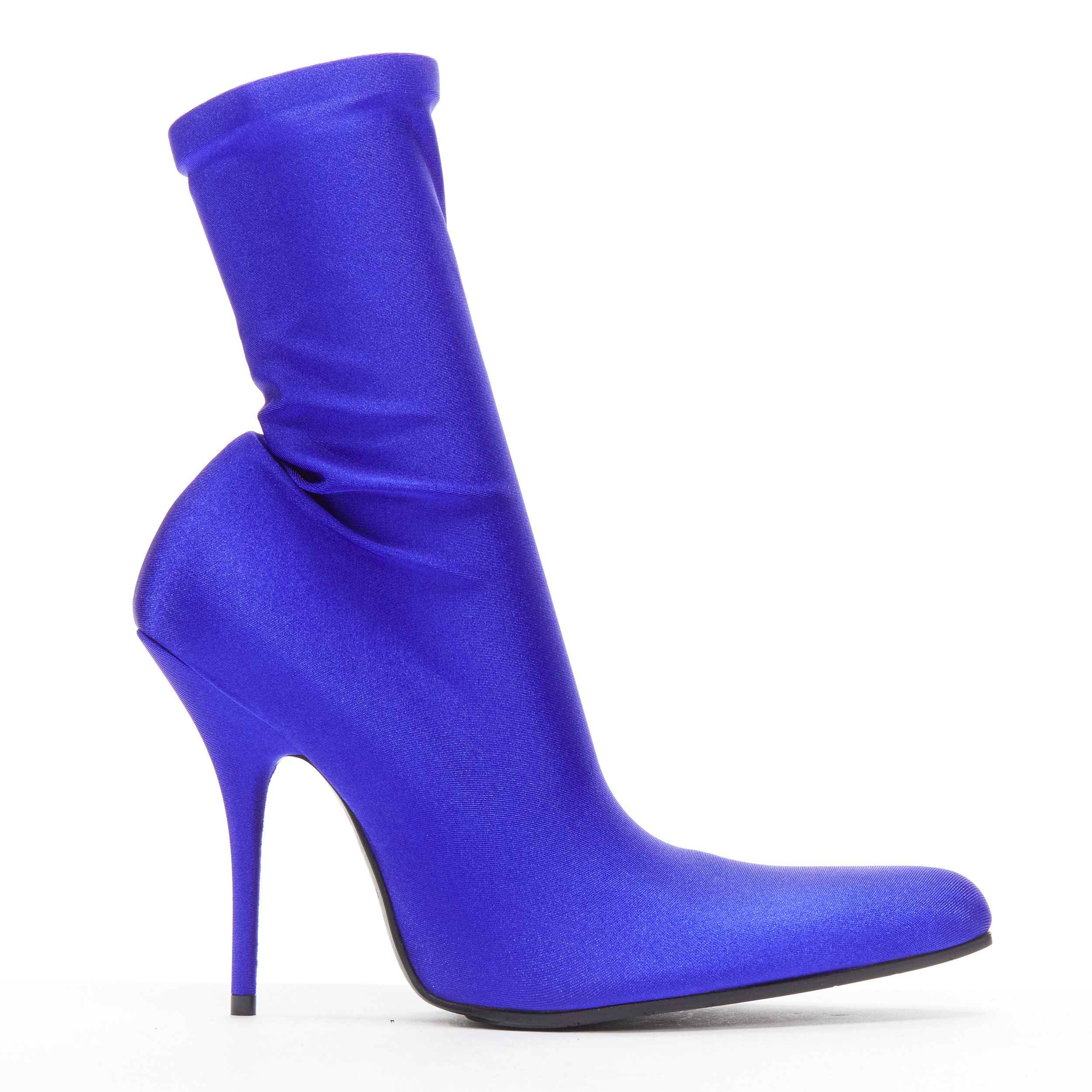 Balenciaga new BALENCIAGA Demna blue lycra high heeled sock boots EU38 Kim Kardashian Size US 8 / IT 38 - 1 Thumbnail