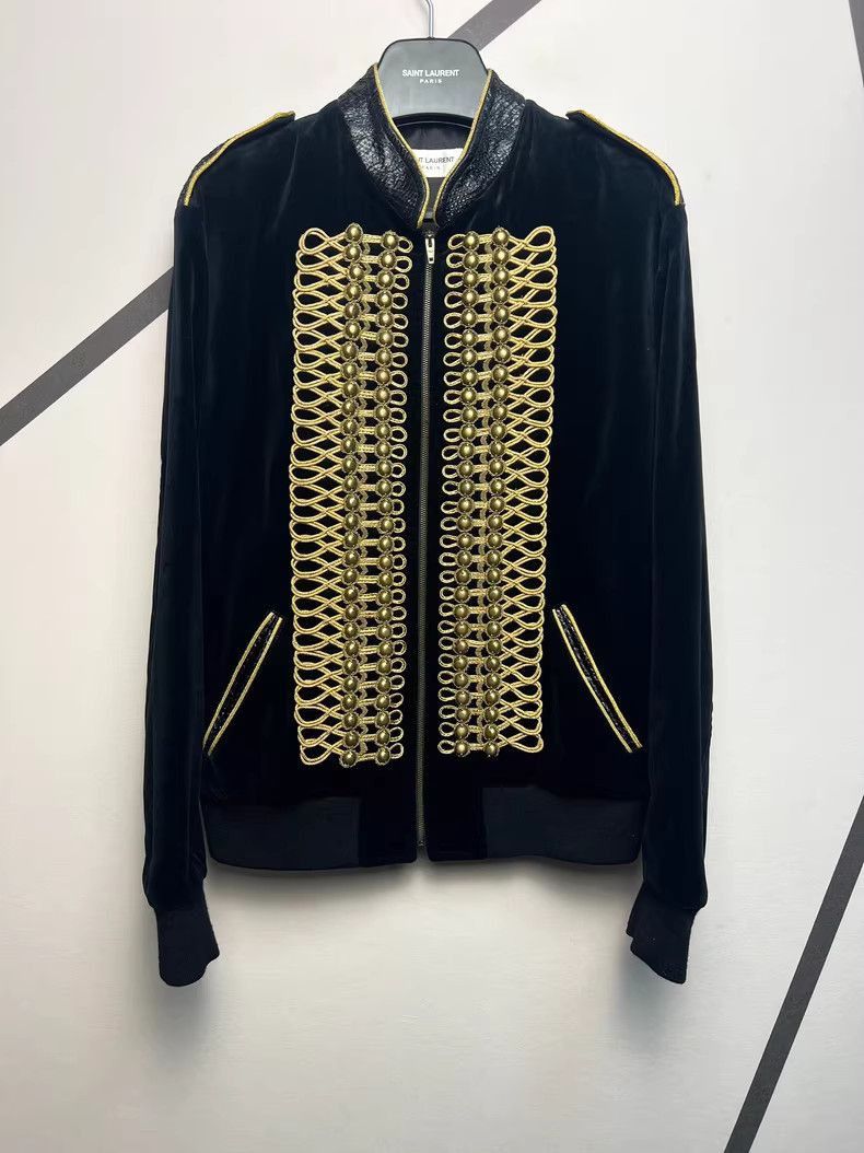 Saint Laurent Paris Saint Laurent SLP16FW Fashion Palace Velvet Salmon Jacket-2 Size US M / EU 48-50 / 2 - 1 Thumbnail