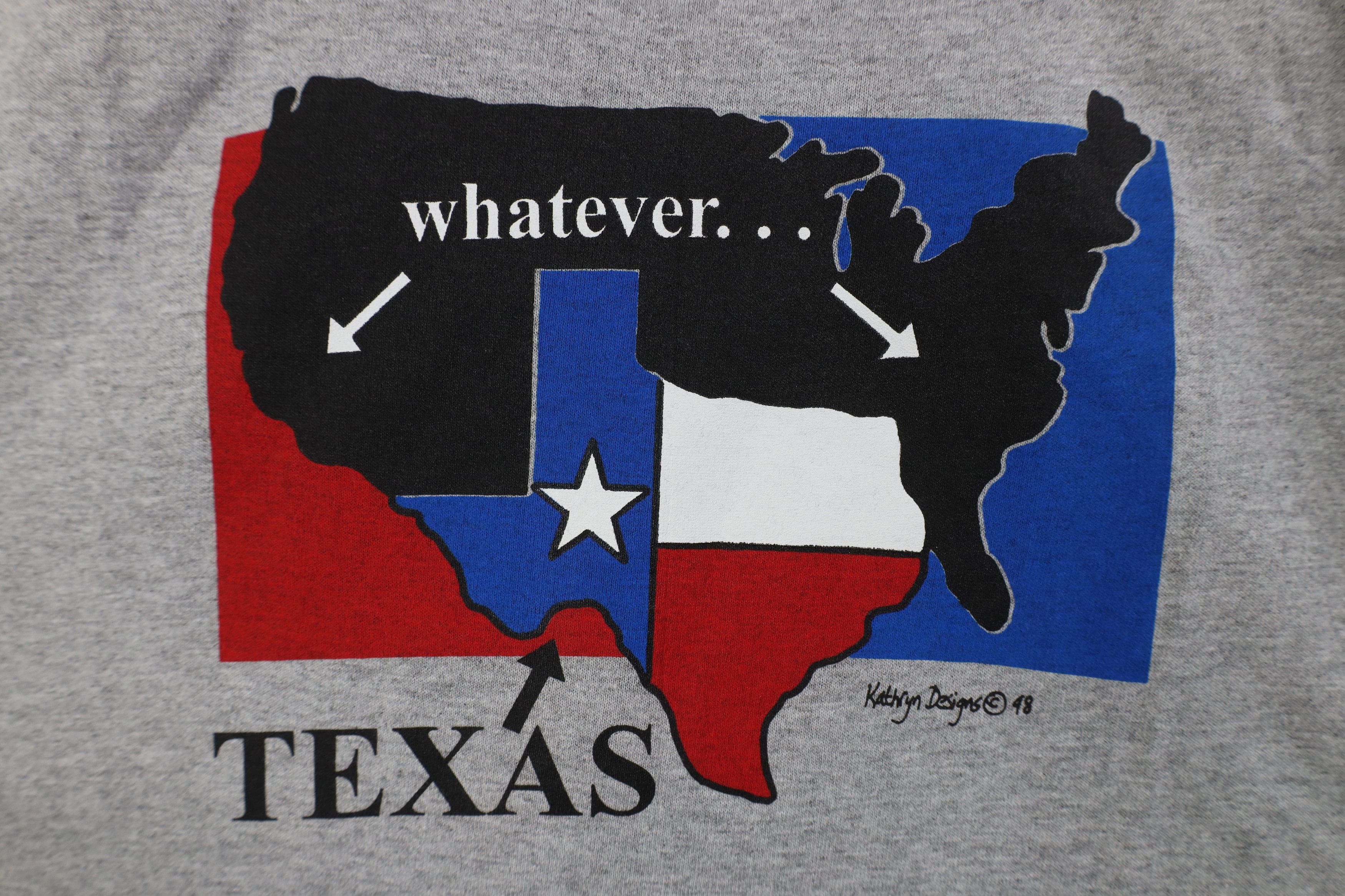 Vintage Deadstock Vintage 90s Texas Whatever Map T-Shirt Gray USA Size L / US 10 / IT 46 - 4 Thumbnail