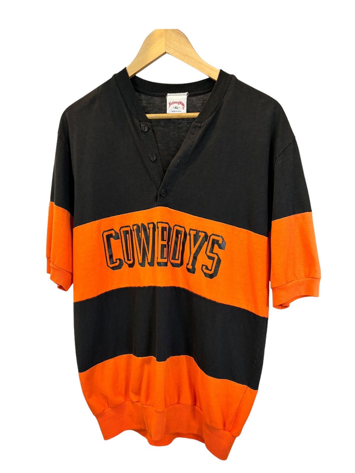 Nutmeg Vintage 90’s Nutmeg Mills Oklahoma State Striped Shirt Size US XL / EU 56 / 4 - 1 Thumbnail
