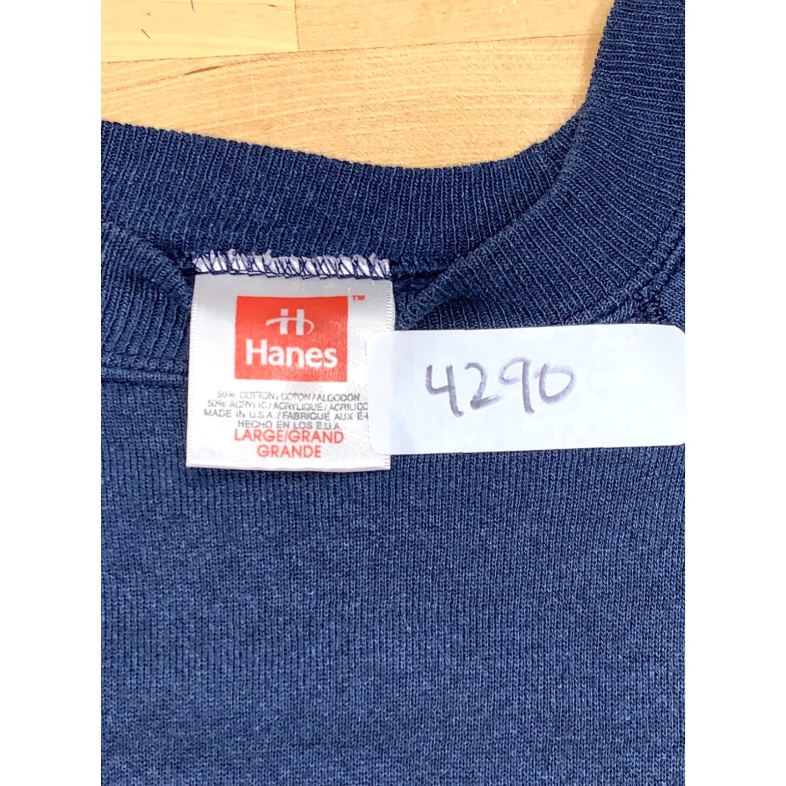 Hanes VINTAGE Hanes Solid Pullover Sweater Shirt L Casual Blue 1990s Mens Size US L / EU 52-54 / 3 - 3 Thumbnail