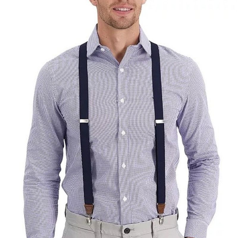 Club Room NEW Club Room Men's Suspenders Solid Navy OS One Size Size ONE SIZE - 1 Thumbnail