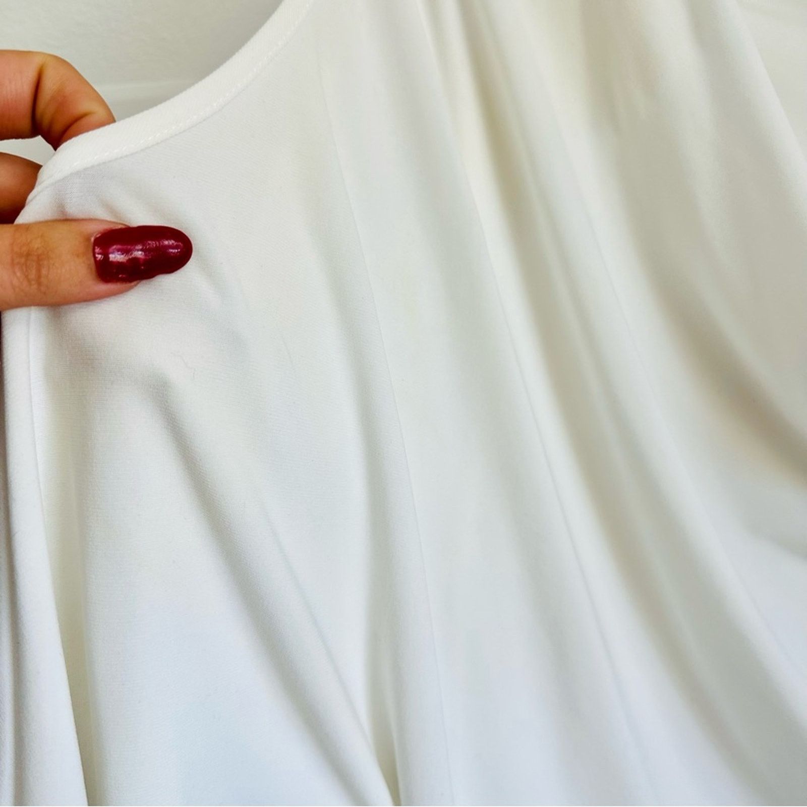 Joseph Ribkoff JOSEPH RIBKOFF White Ruche Cold Shoulder Blouse Shirt Top Size M / US 6-8 / IT 42-44 - 8 Thumbnail