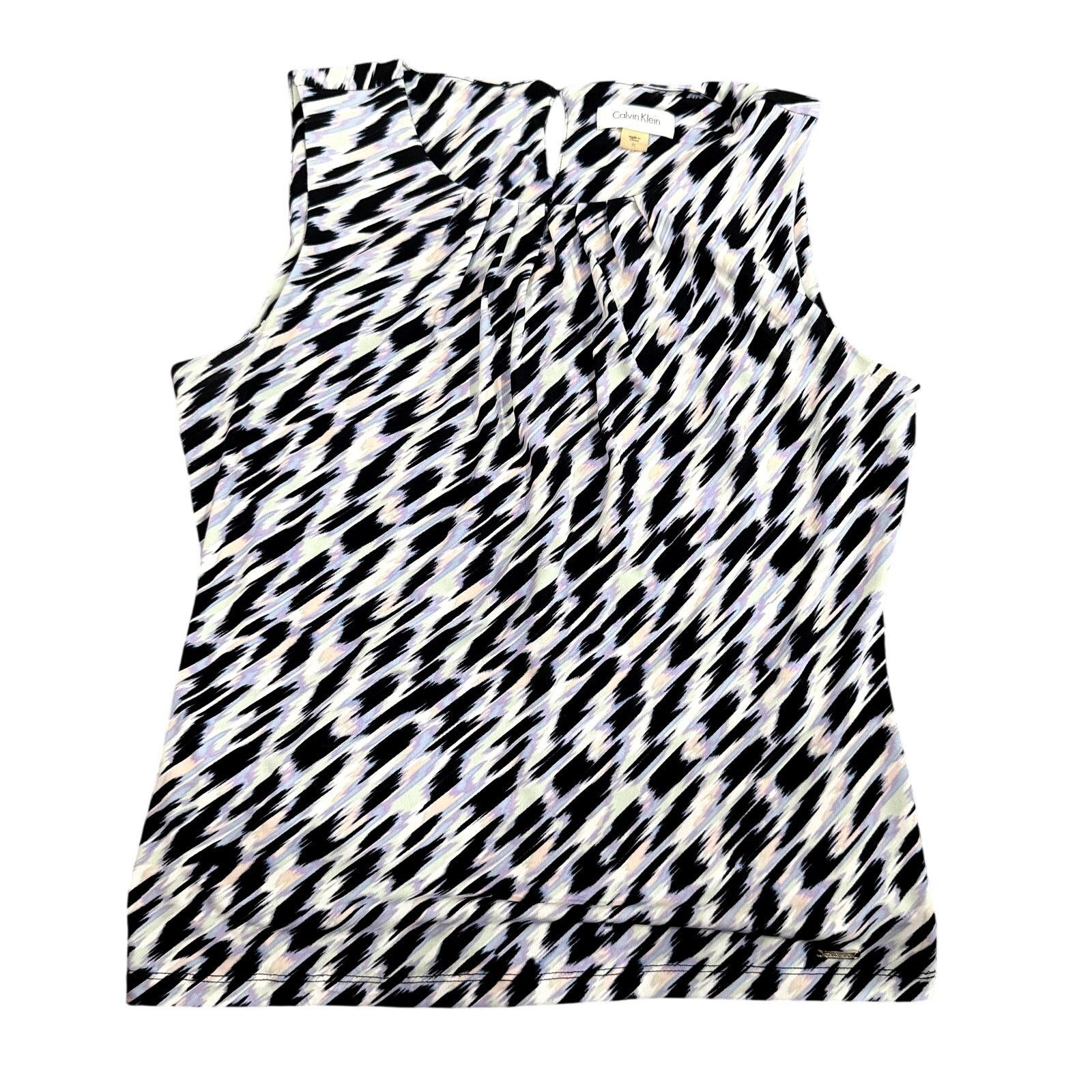 Calvin Klein Calvin Klein Petite Abstract Sleeveless Blouse, Size PL Size L / US 10 / IT 46 - 1 Thumbnail