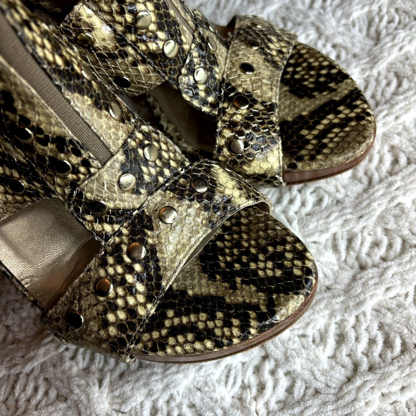 Stuart Weitzman Stuart Weitzman Snake Print Leather Platform Studded Zip-Cag Size US 8.5 / IT 38.5 - 6 Thumbnail