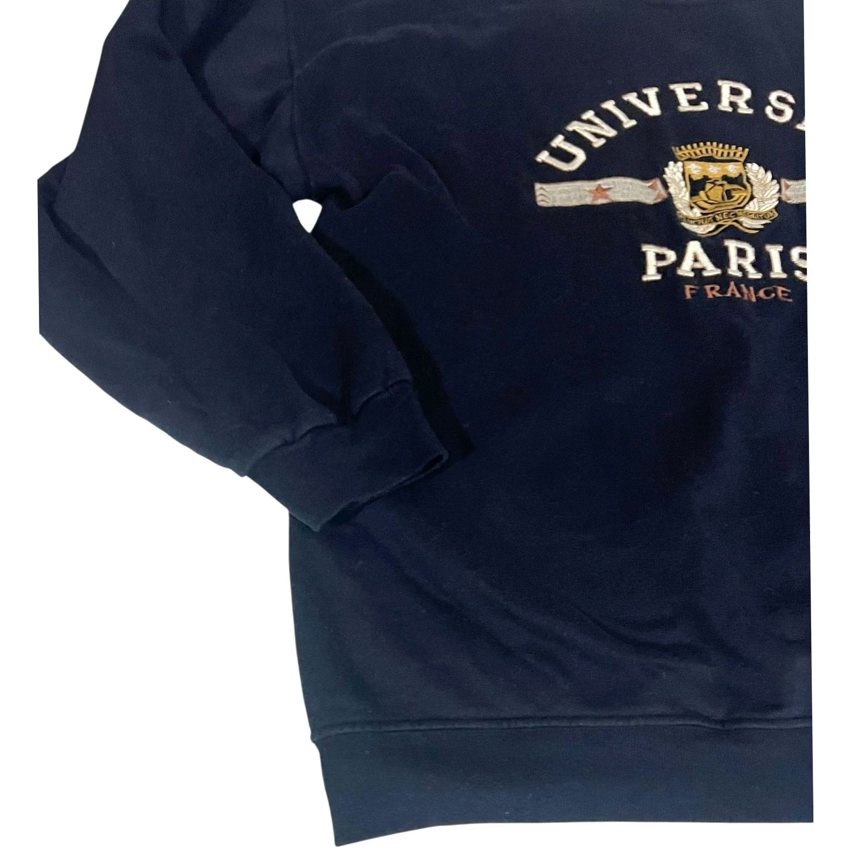 Vintage VINTAGE Universite Paris Sorbonne Sweatshirt XL Navy 80s France Women Pullover Crew Neck Cotton Blend Solid Casual Shirt Size XL / US 12-14 / IT 48-50 - 4 Thumbnail