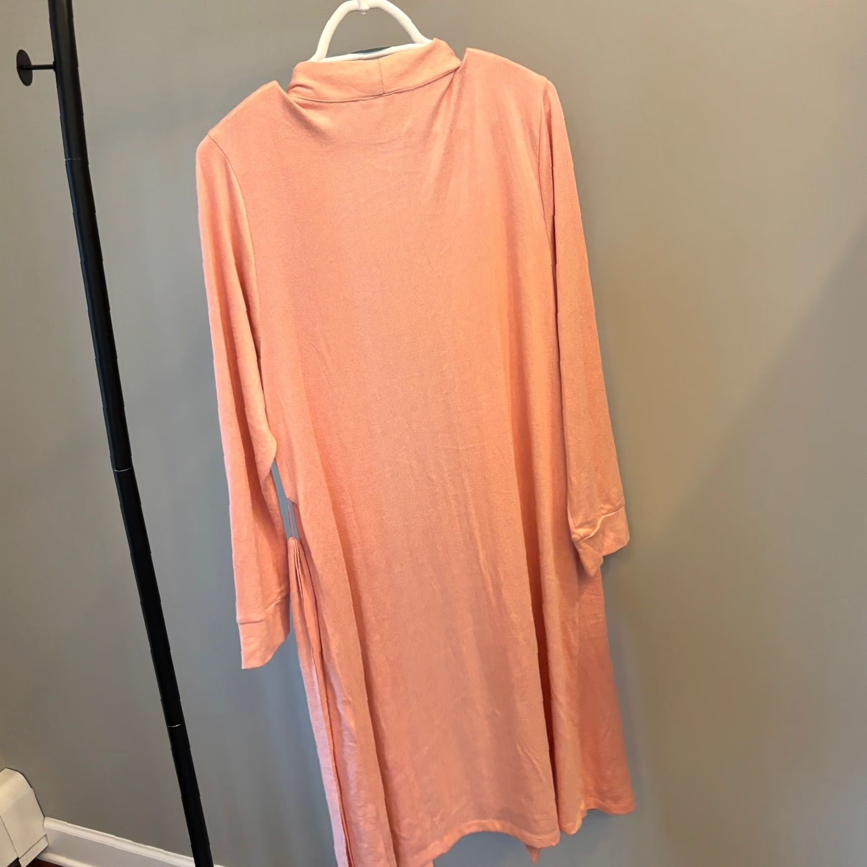 Lands' End Lands' End Cardigan Duster Knit Open Front Long Sleeve Pink Coral - Belted Pockets - Women - Large Size L / US 10 / IT 46 - 7 Thumbnail