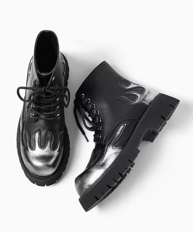 Designer Streetwear Punk Motorcycle Split Leather Boots Size US 10.5 / EU 43-44 - 2 Thumbnail