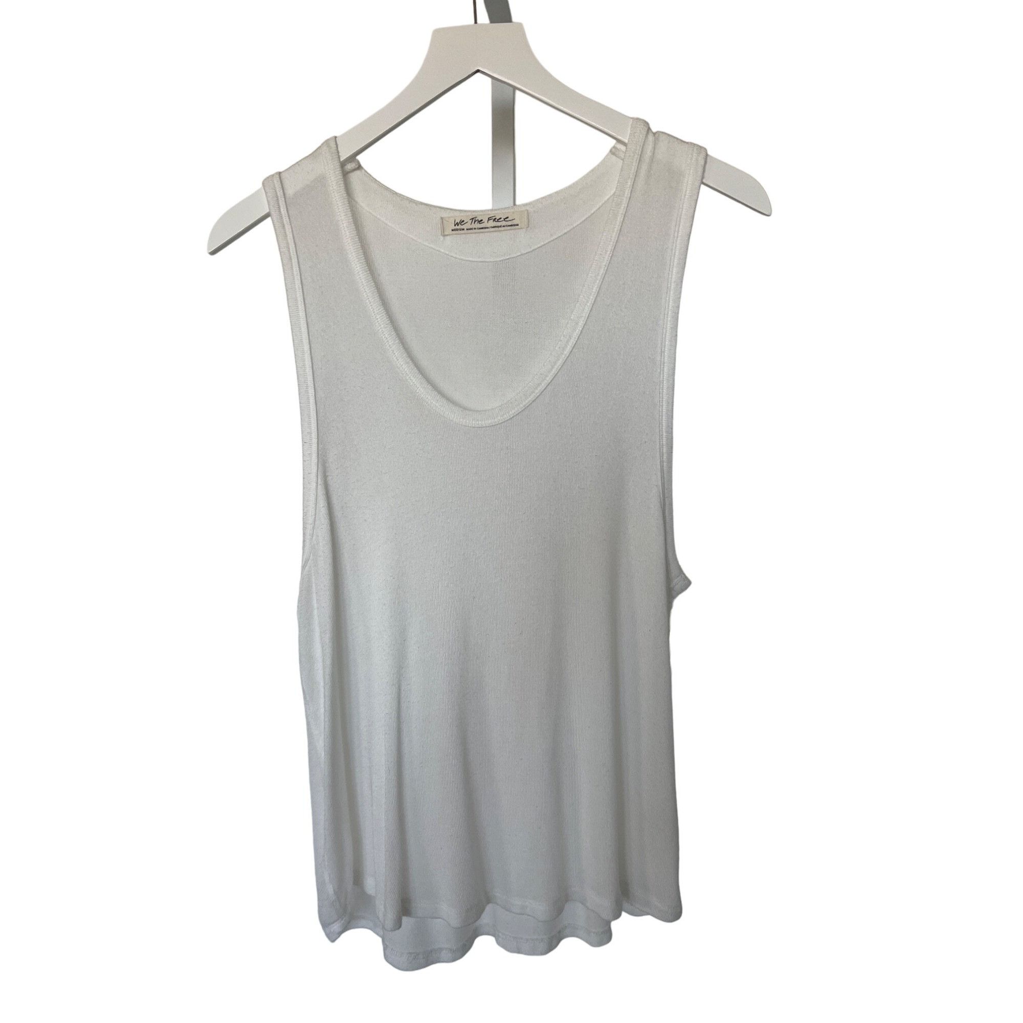 Free People Free People Ivory Scoop Neck Oversized Tank Top Size M / US 6-8 / IT 42-44 - 1 Thumbnail