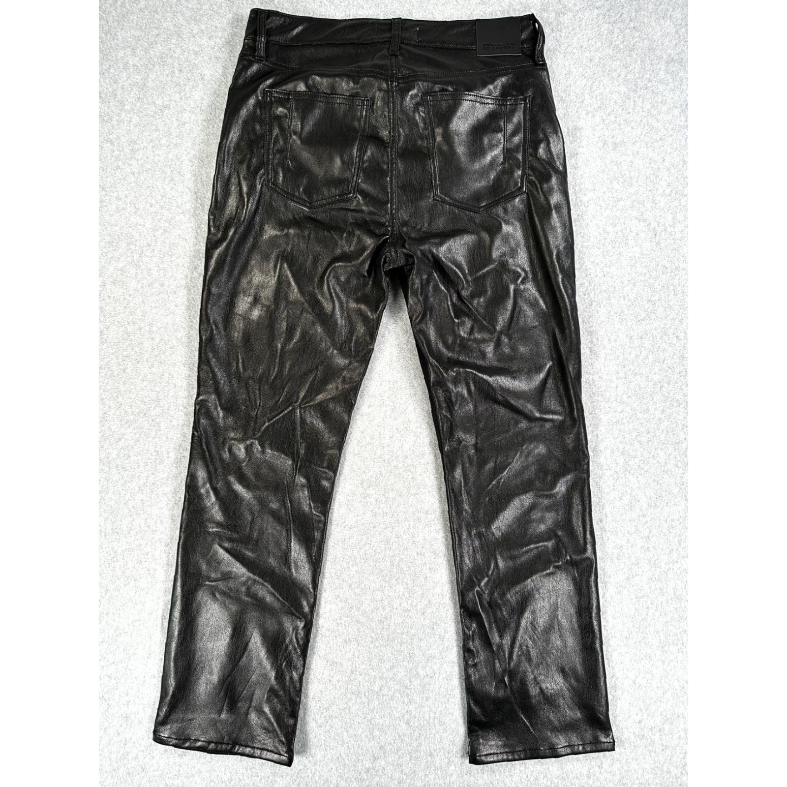 Vintage Derek Lam 10 Crosby Jeans Womens 29 Black Denim Faux Leather Back Straight USA Size 29" - 6 Thumbnail