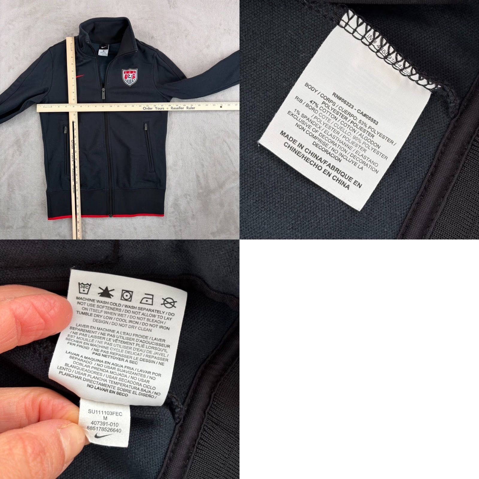 Nike Nike Track Jacket Women M Black USA Olympics Full Zip Casual Outdoor Shirt Size M / US 6-8 / IT 42-44 - 8 Thumbnail