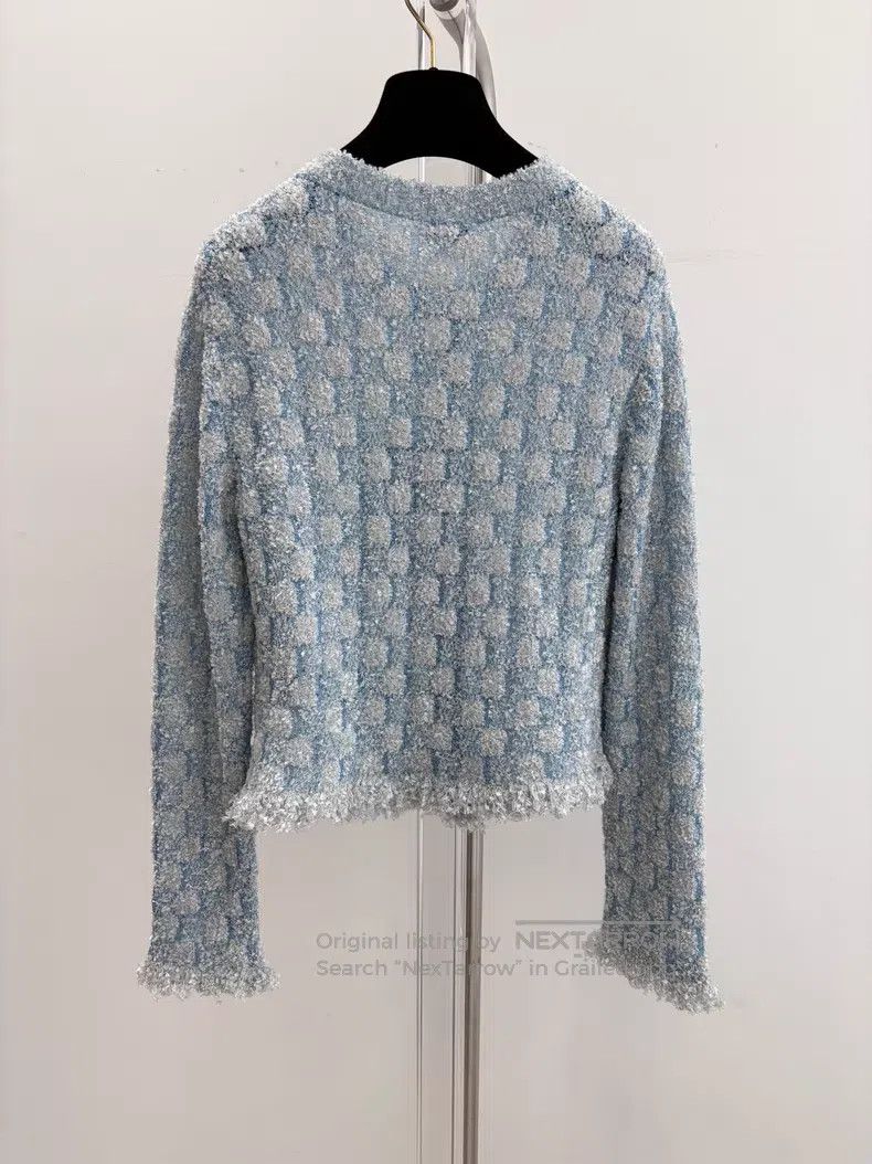 Chanel Chanel Thin glitter blue knitted cardigan coat Size XXS / US 00 / IT 34 - 2 Thumbnail