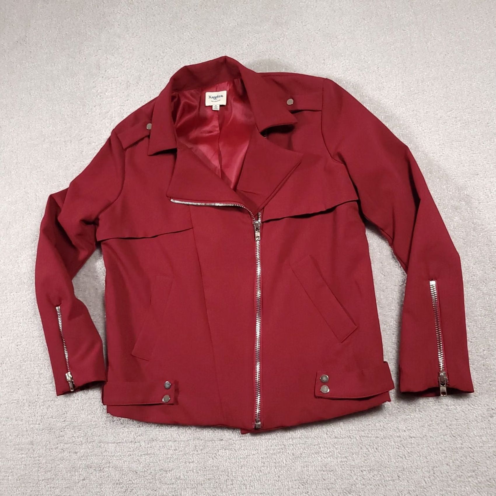 Vintage Hayden Los Angeles Coat Women's Medium Red Zip Collared Lined Outerwear Size M / US 6-8 / IT 42-44 - 2 Thumbnail