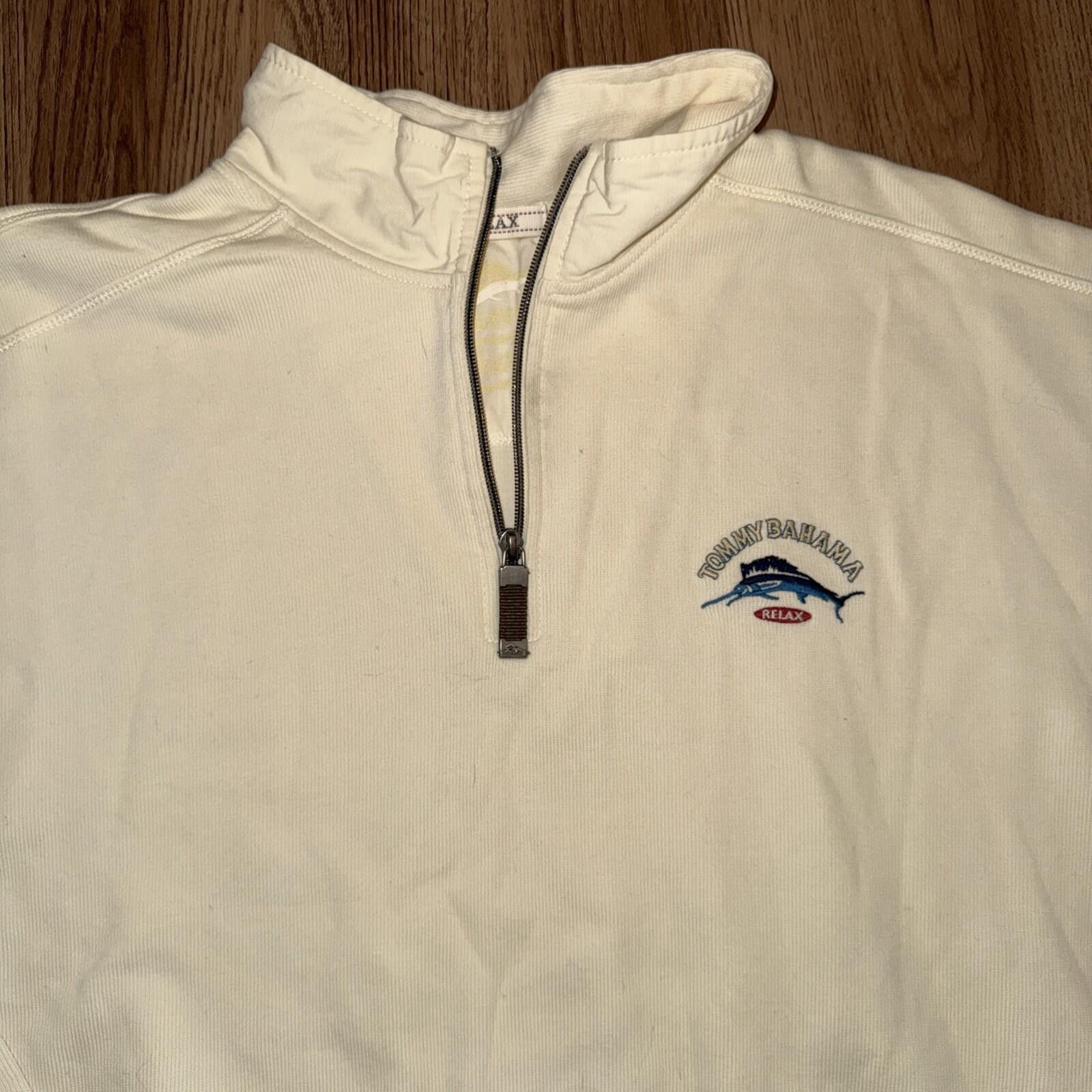 Tommy Bahama Y2K Tommy Bahama Relax 1/4 Quarter Zip Sweater Pale Cream Size US XXL / EU 58 / 5 - 3 Thumbnail